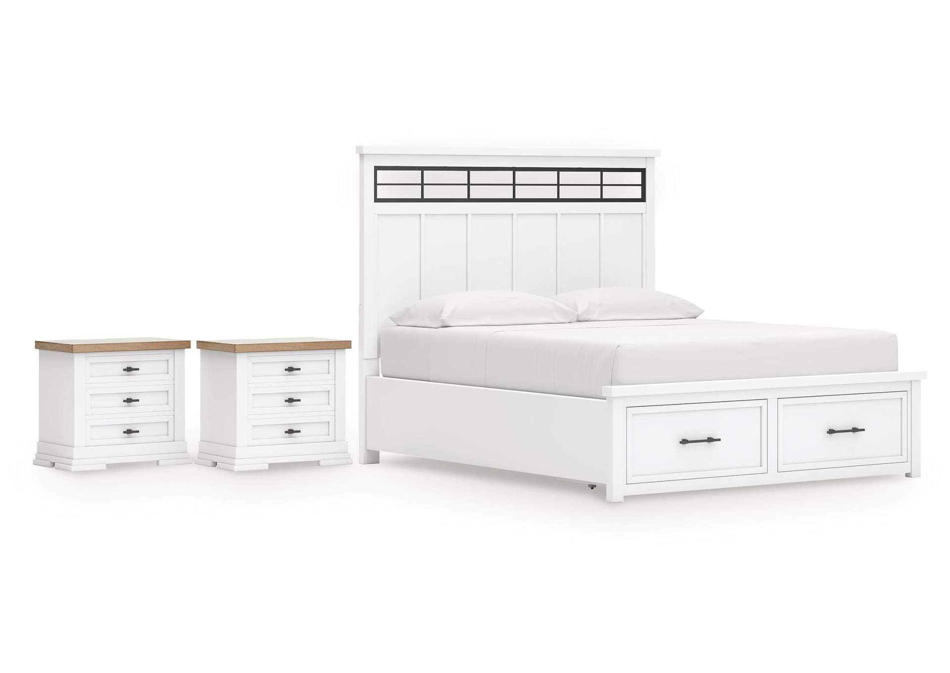 Ashbryn California King Panel Storage Bed and 2 Nightstands image 1