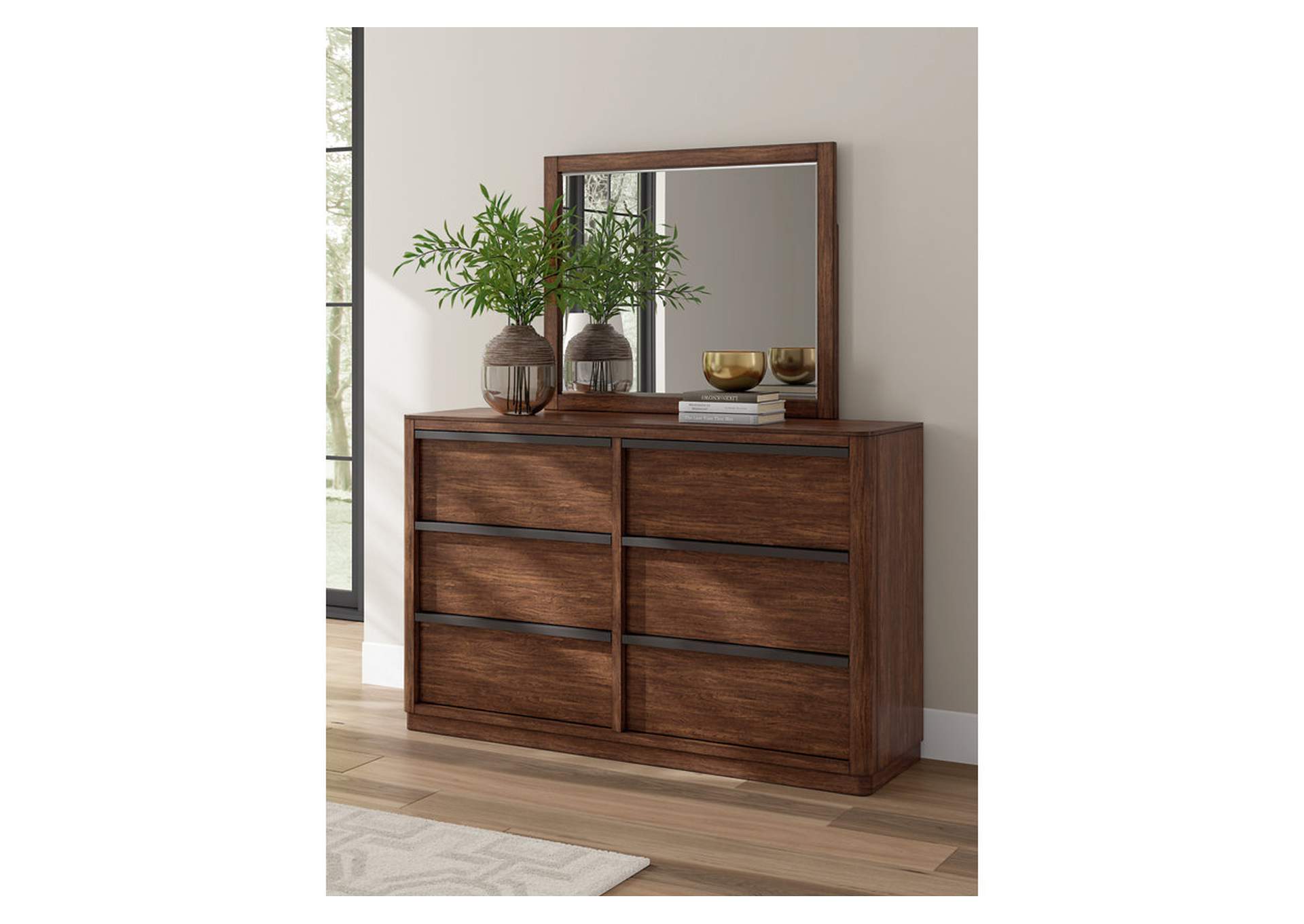 Kendamor California King Canopy Bed with Mirrored Dresser image 9