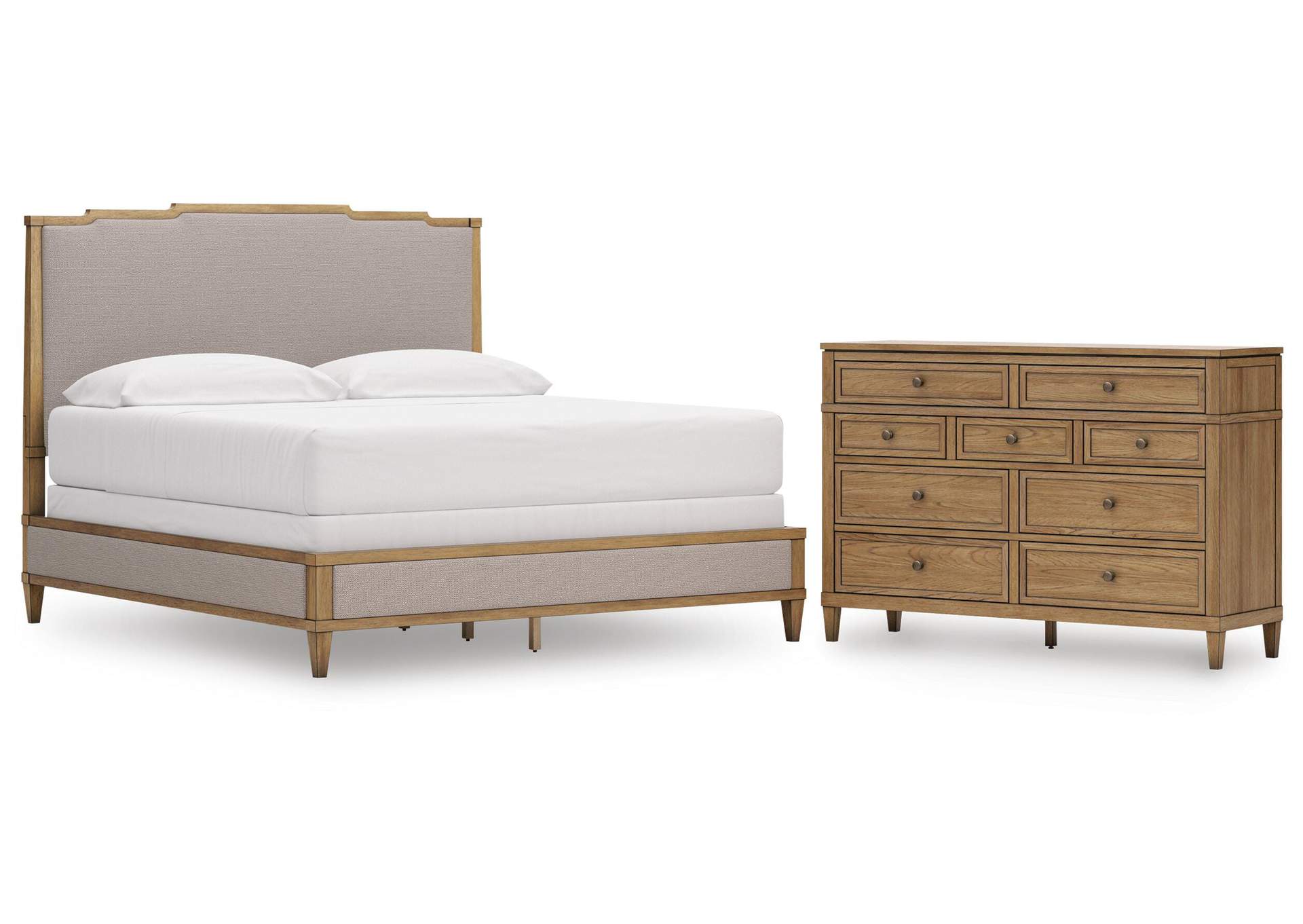 Sharlance King Upholstered Panel Bed and Dresser image 1