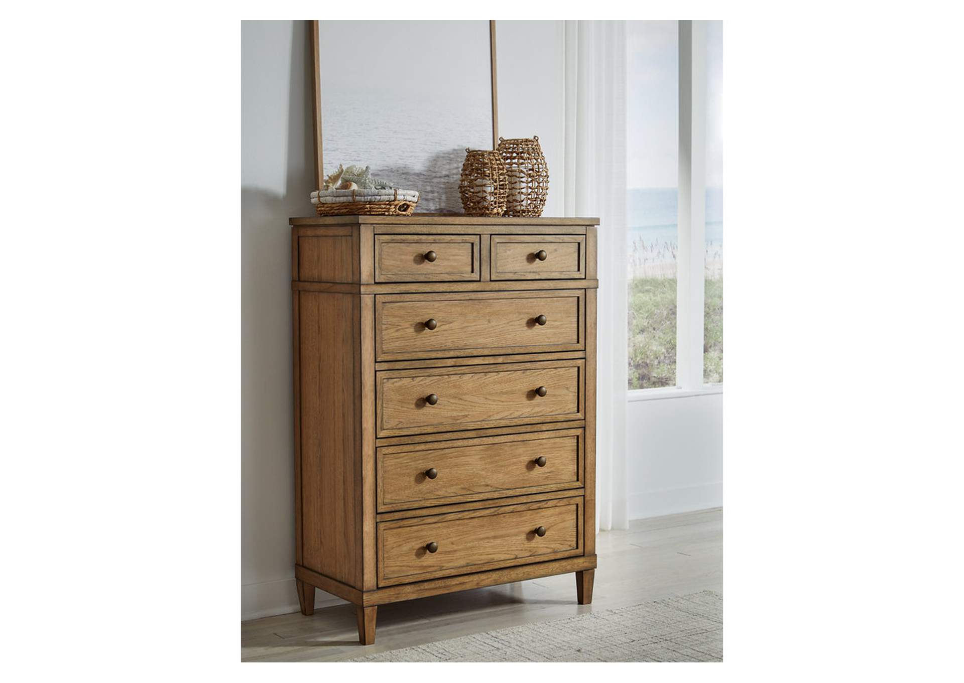 Sharlance California King Upholstered Panel Bed with Mirrored Dresser, Chest and Nightstand image 7