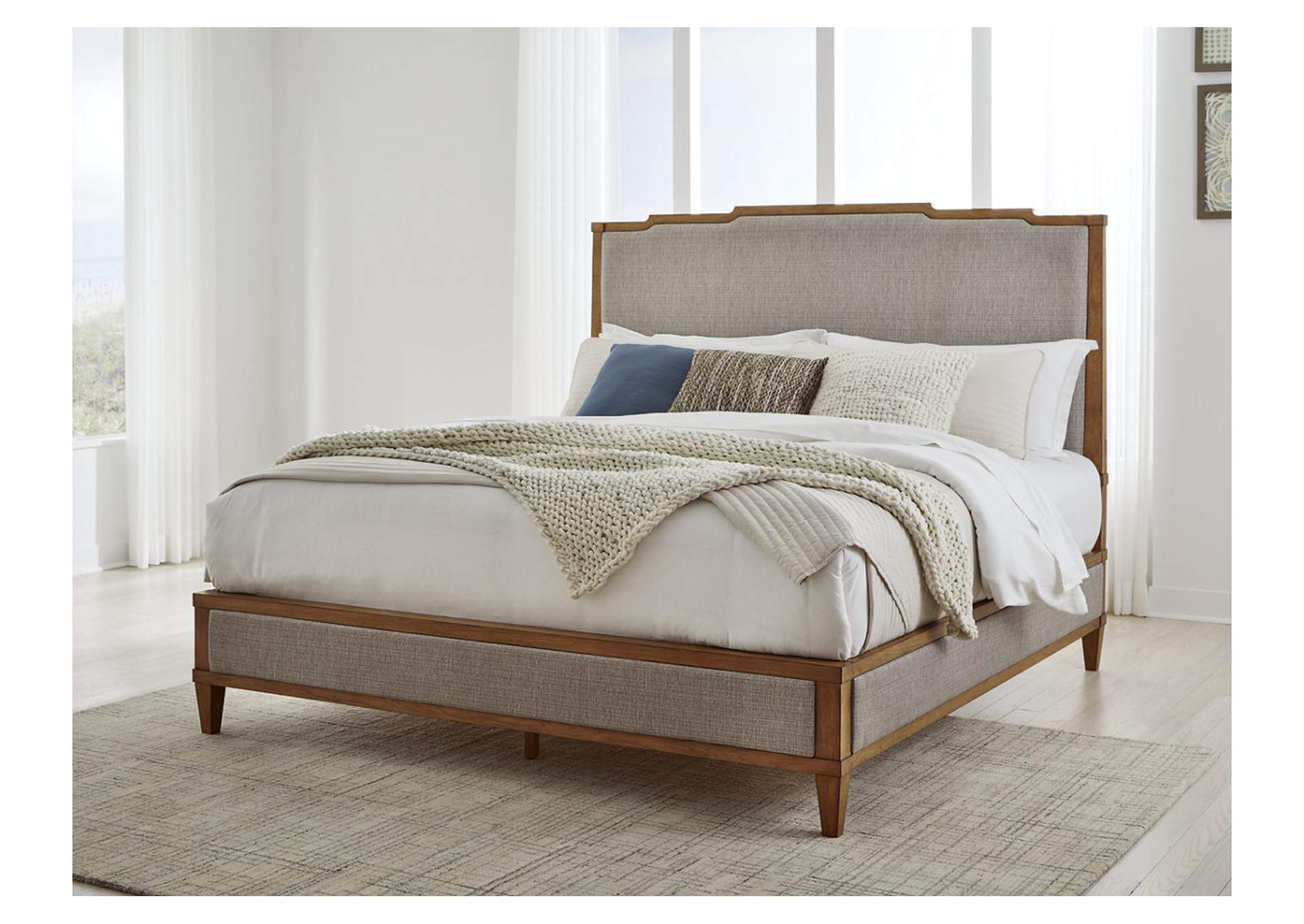 Sharlance King Upholstered Panel Bed with Mirrored Dresser and Nightstand image 14