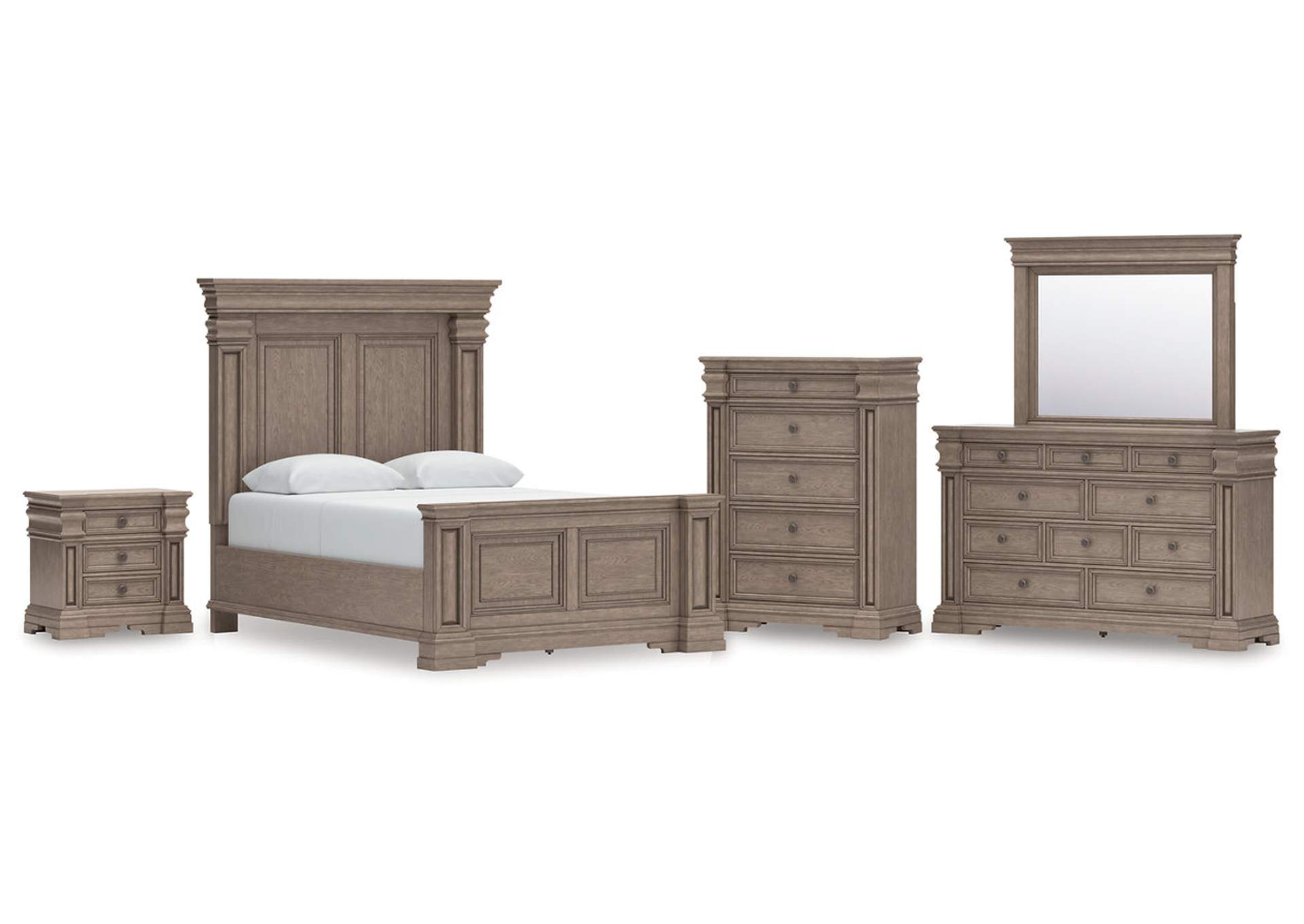 Blairhurst Queen Panel Bed with Mirrored Dresser, Chest and Nightstand image 1