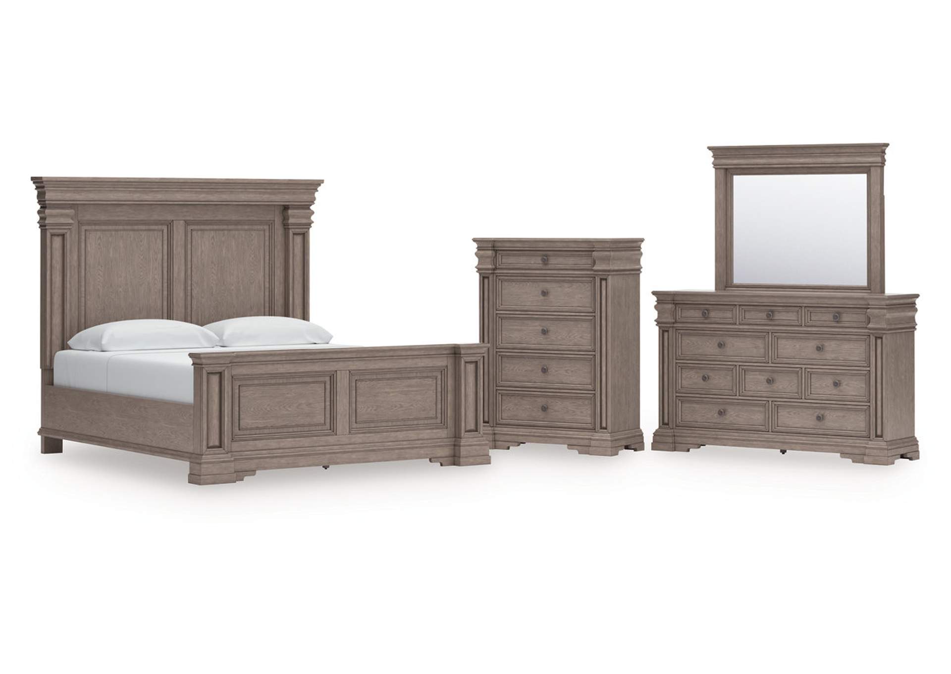 Blairhurst King Panel Bed with Mirrored Dresser and Chest image 1
