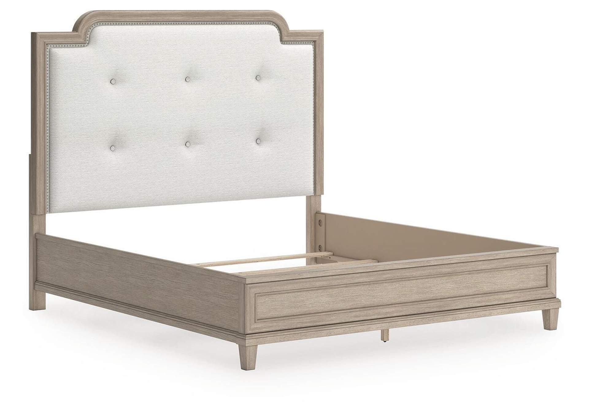 Jorlaina King Upholstered Panel Bed with Mirrored Dresser and Nightstand image 18