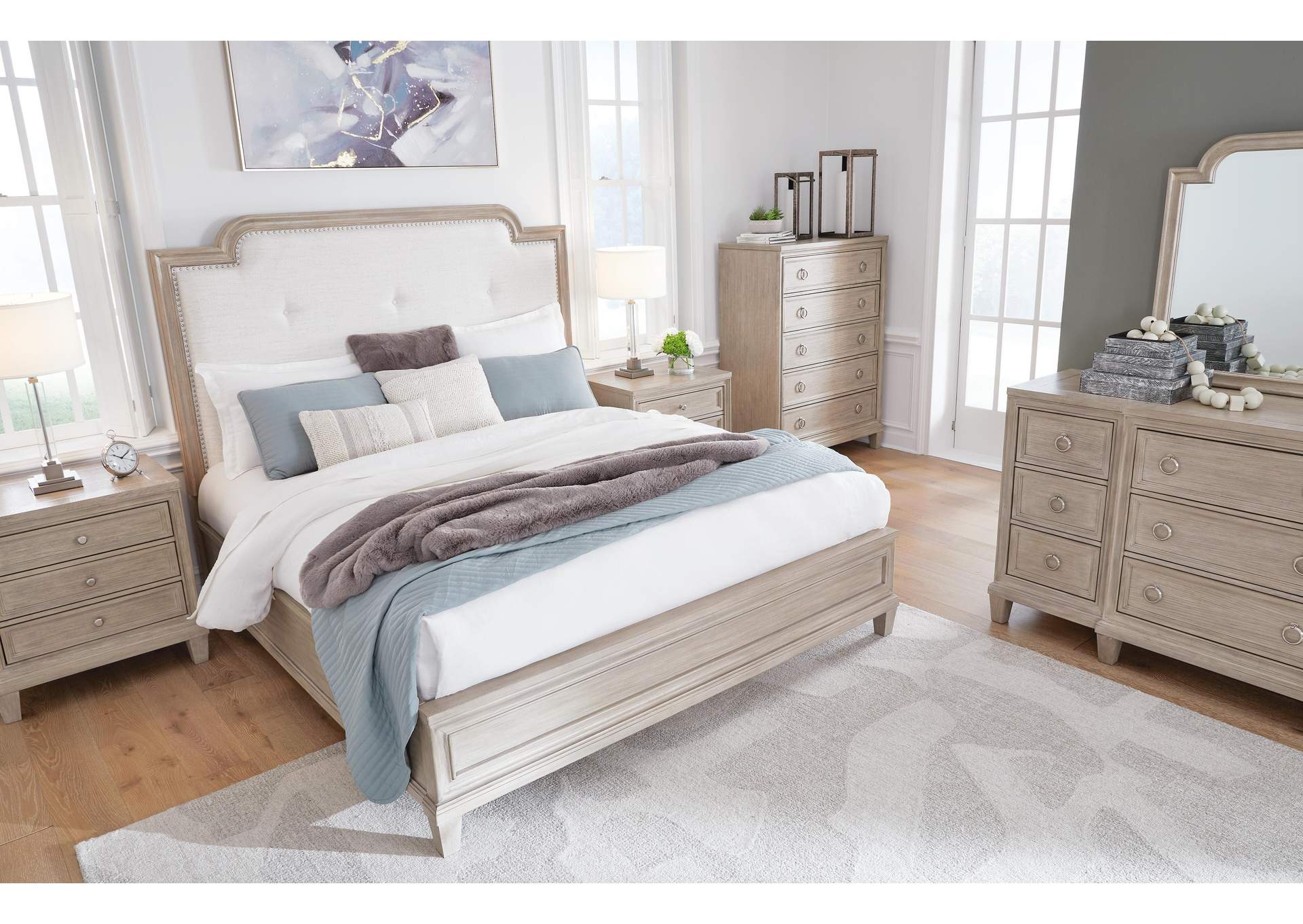Jorlaina California King Upholstered Panel Bed image 10