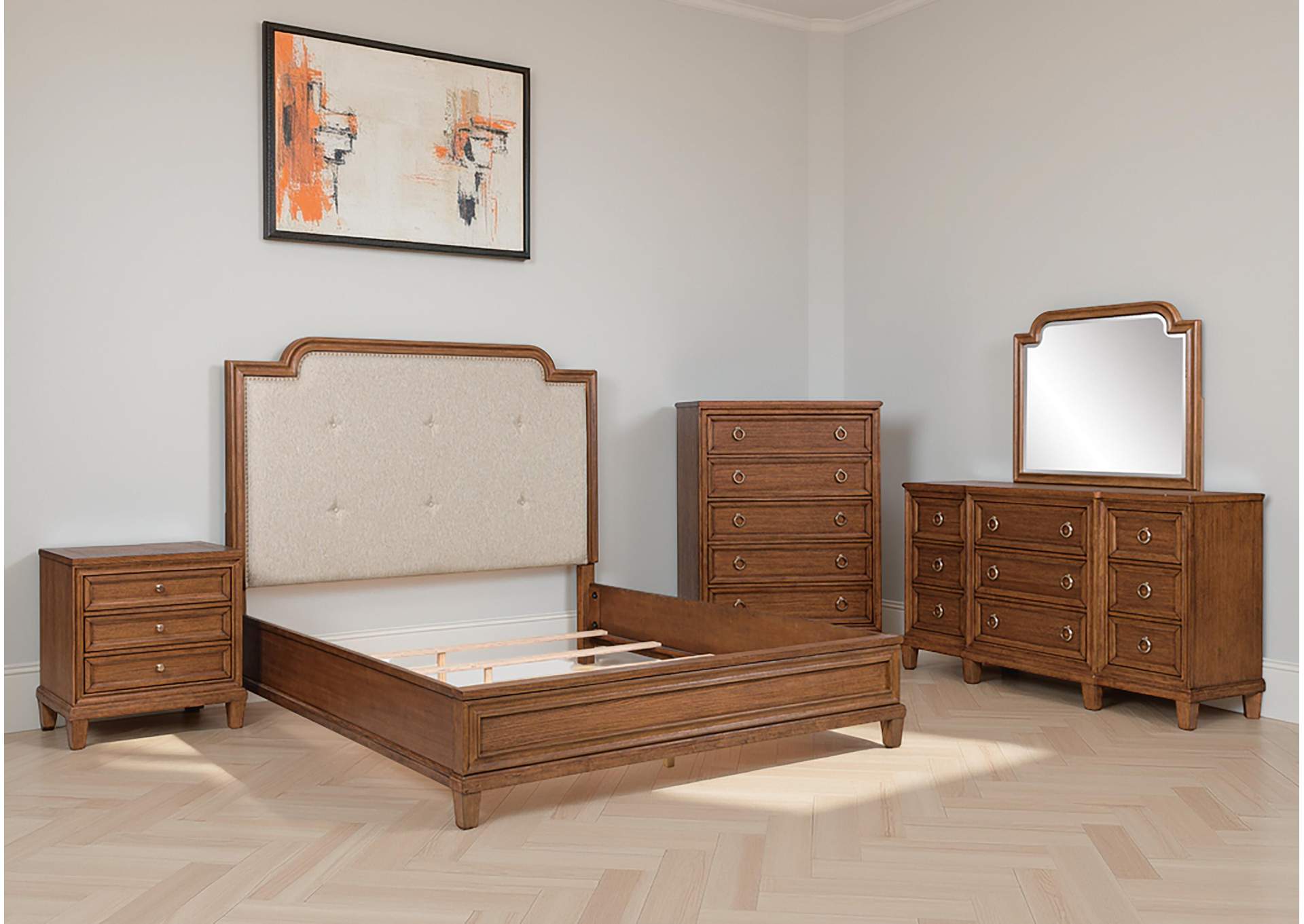 Jorlaina Queen Upholstered Panel Bed image 2