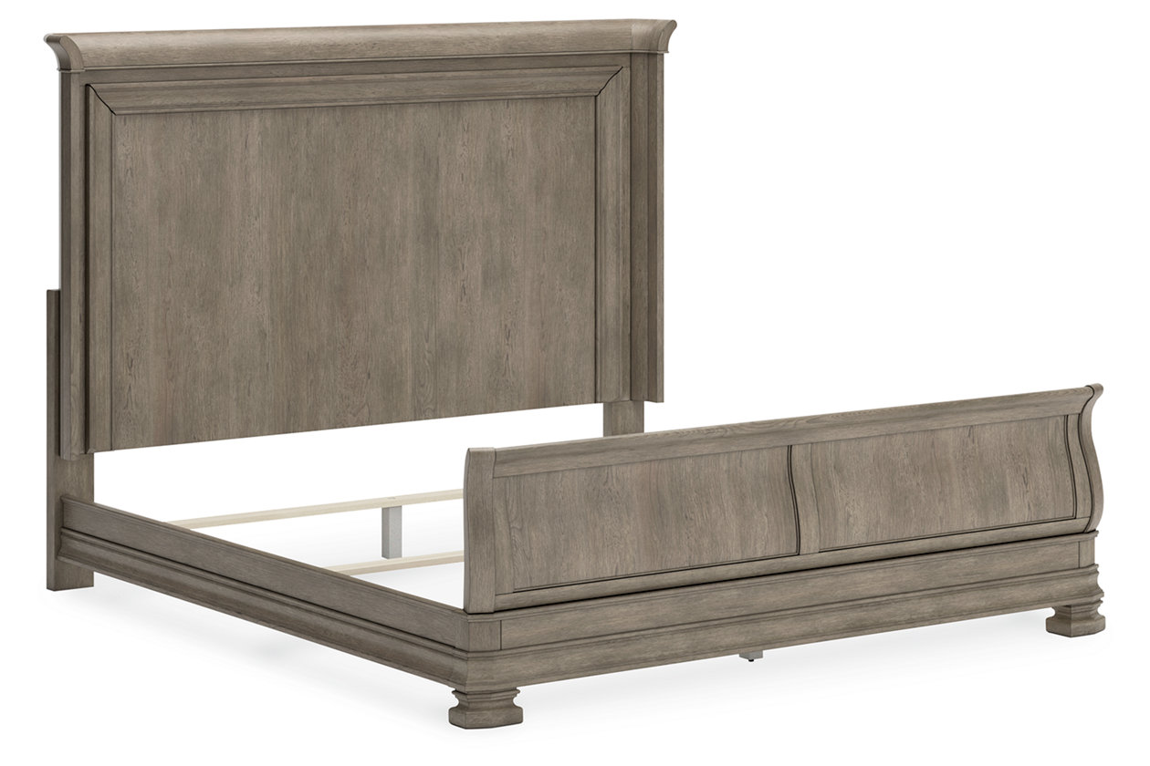 Lexorne California King Sleigh Bed with Mirrored Dresser
