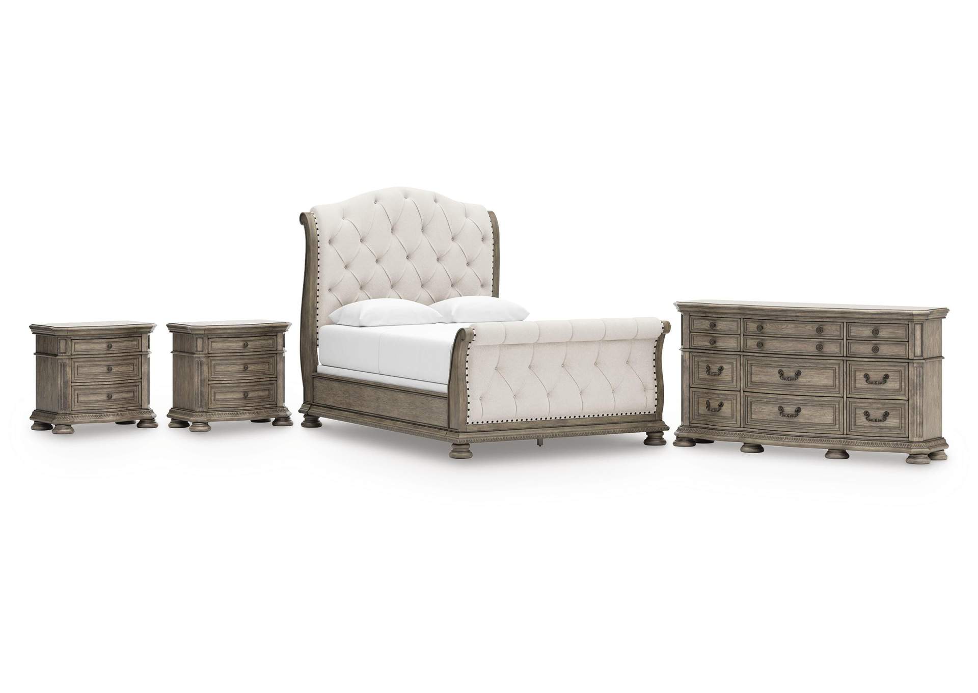 Ardenfield Queen Upholstered Sleigh Bed, Dresser and 2 Nightstands image 1