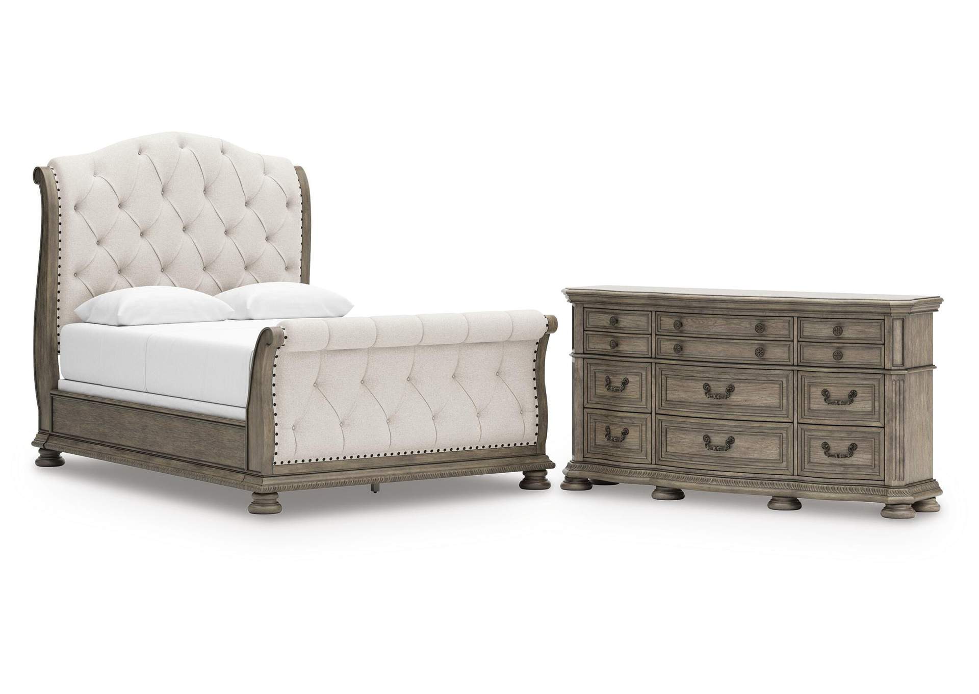 Ardenfield Queen Upholstered Sleigh Bed and Dresser image 1