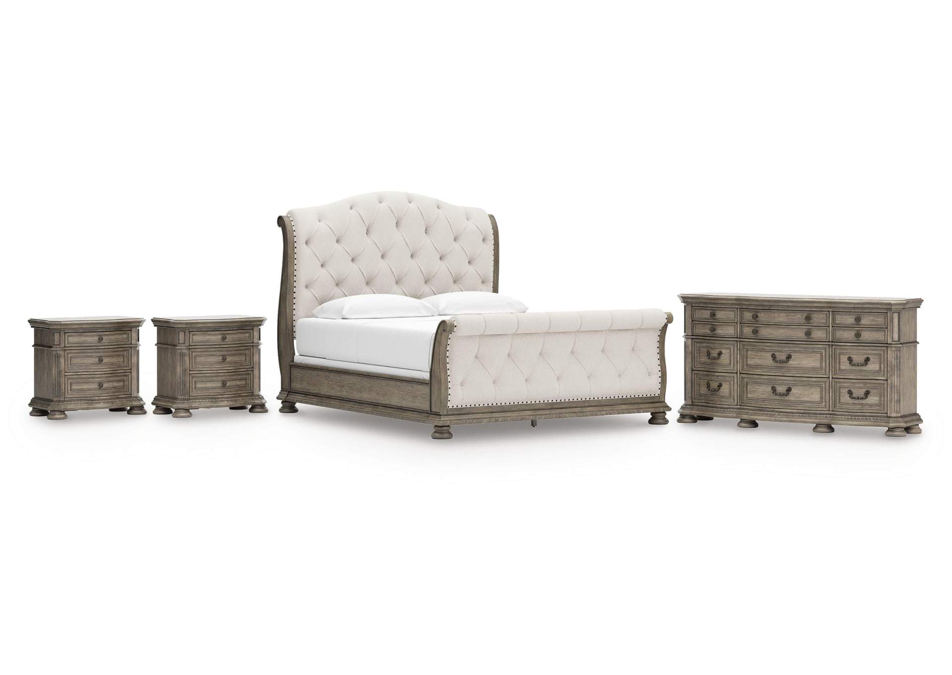 Ardenfield California King Upholstered Sleigh Bed, Dresser and 2 Nightstands image 1