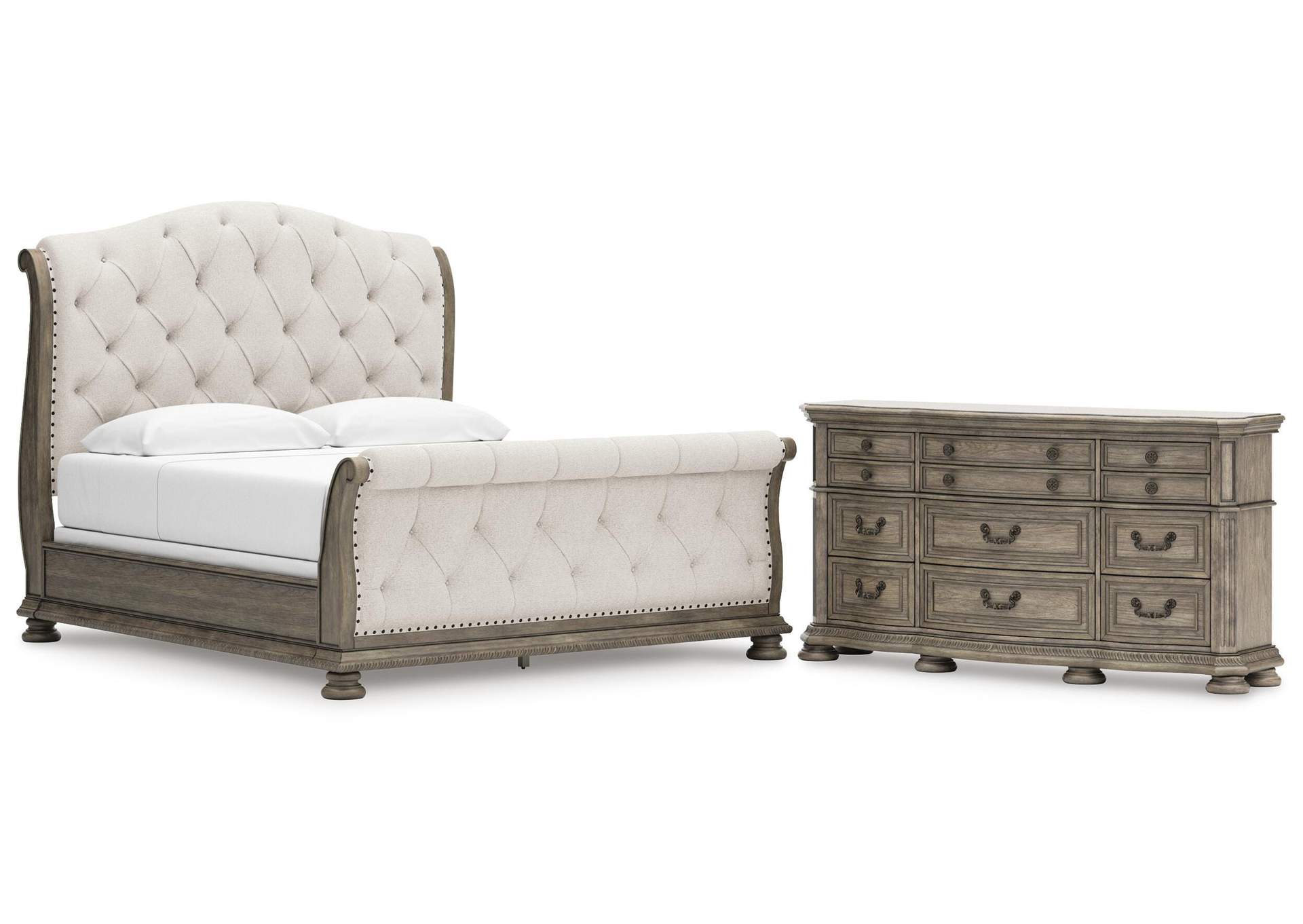 Ardenfield King Upholstered Sleigh Bed and Dresser image 1