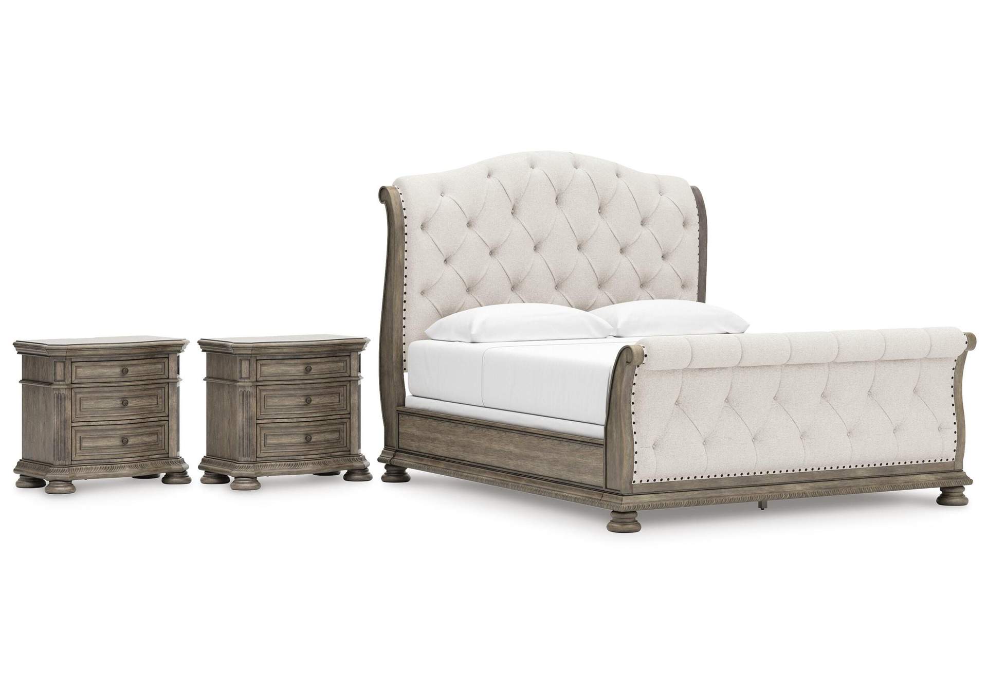 Ardenfield King Upholstered Sleigh Bed and 2 Nightstands image 1
