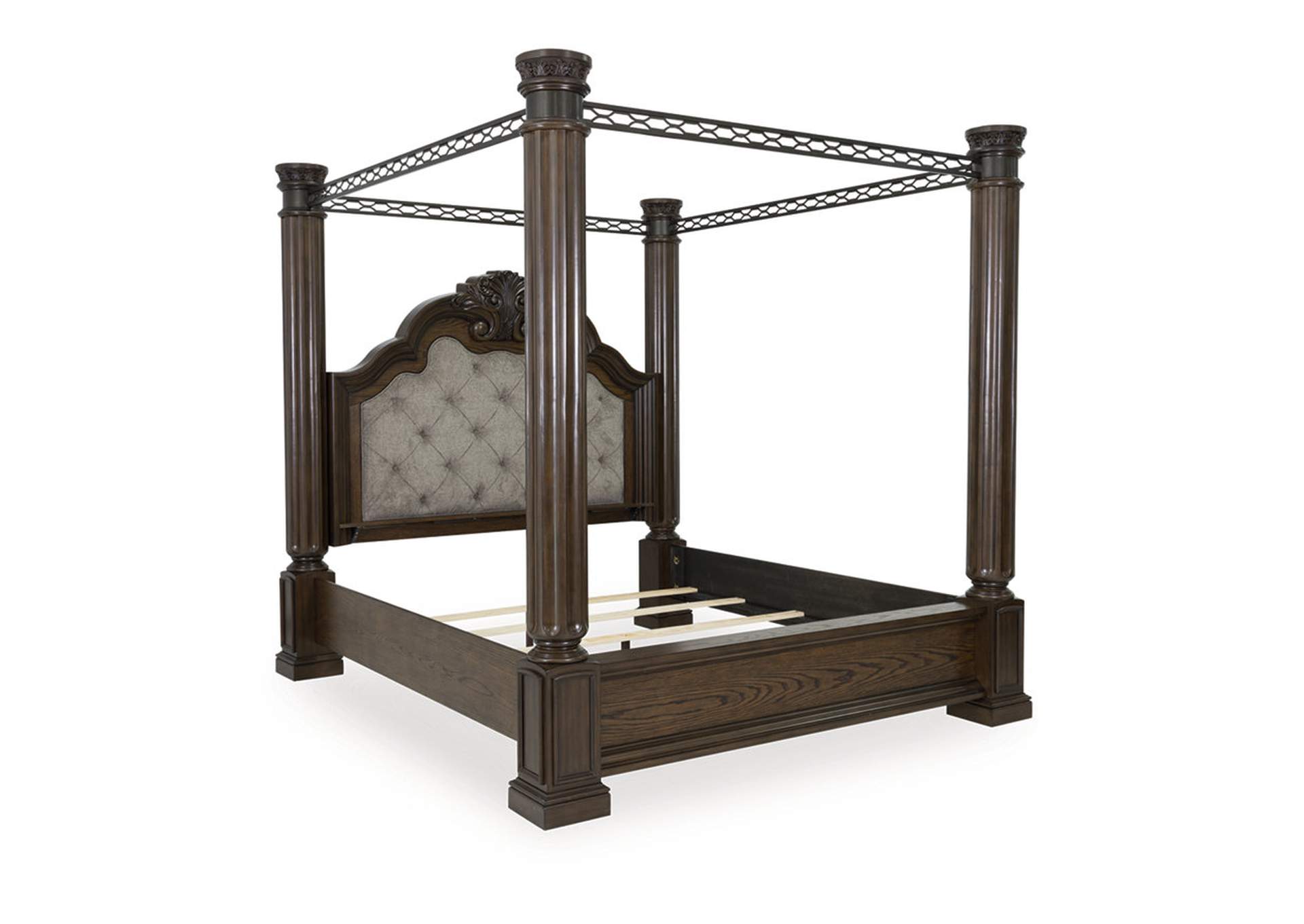 Maylee King Canopy Bed with Mirrored Dresser, Chest and Nightstand image 10