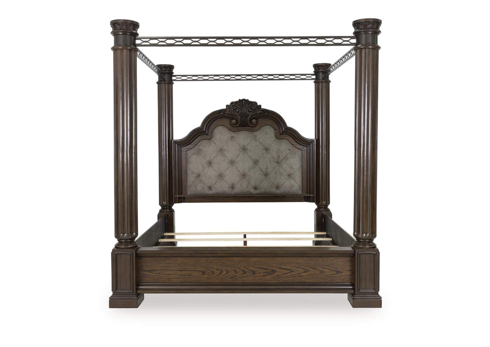 Maylee King Canopy Bed with Mirrored Dresser, Chest and Nightstand image 11