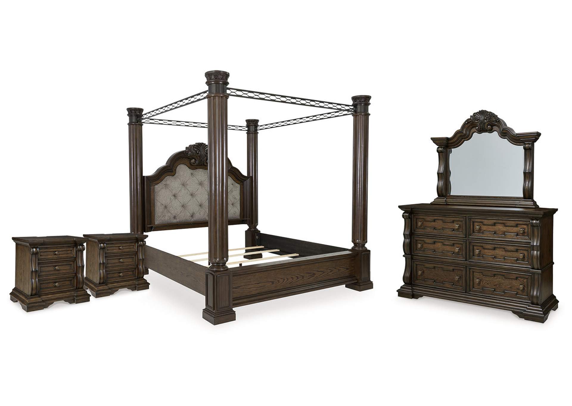 Maylee King Canopy Bed, Dresser, Mirror and 2 Nightstands image 1
