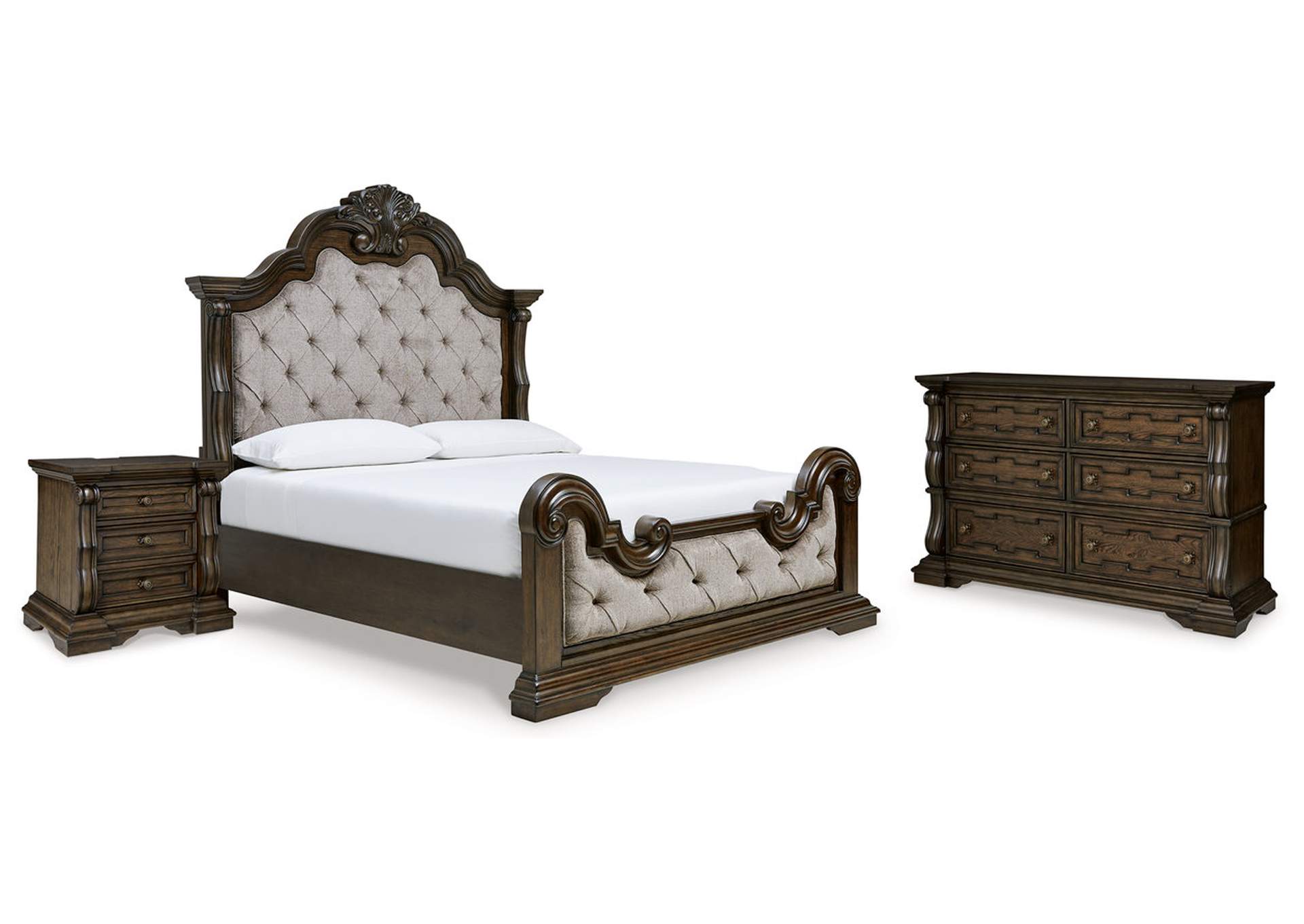 Maylee Queen Upholstered Bed with Dresser and Nightstand image 1