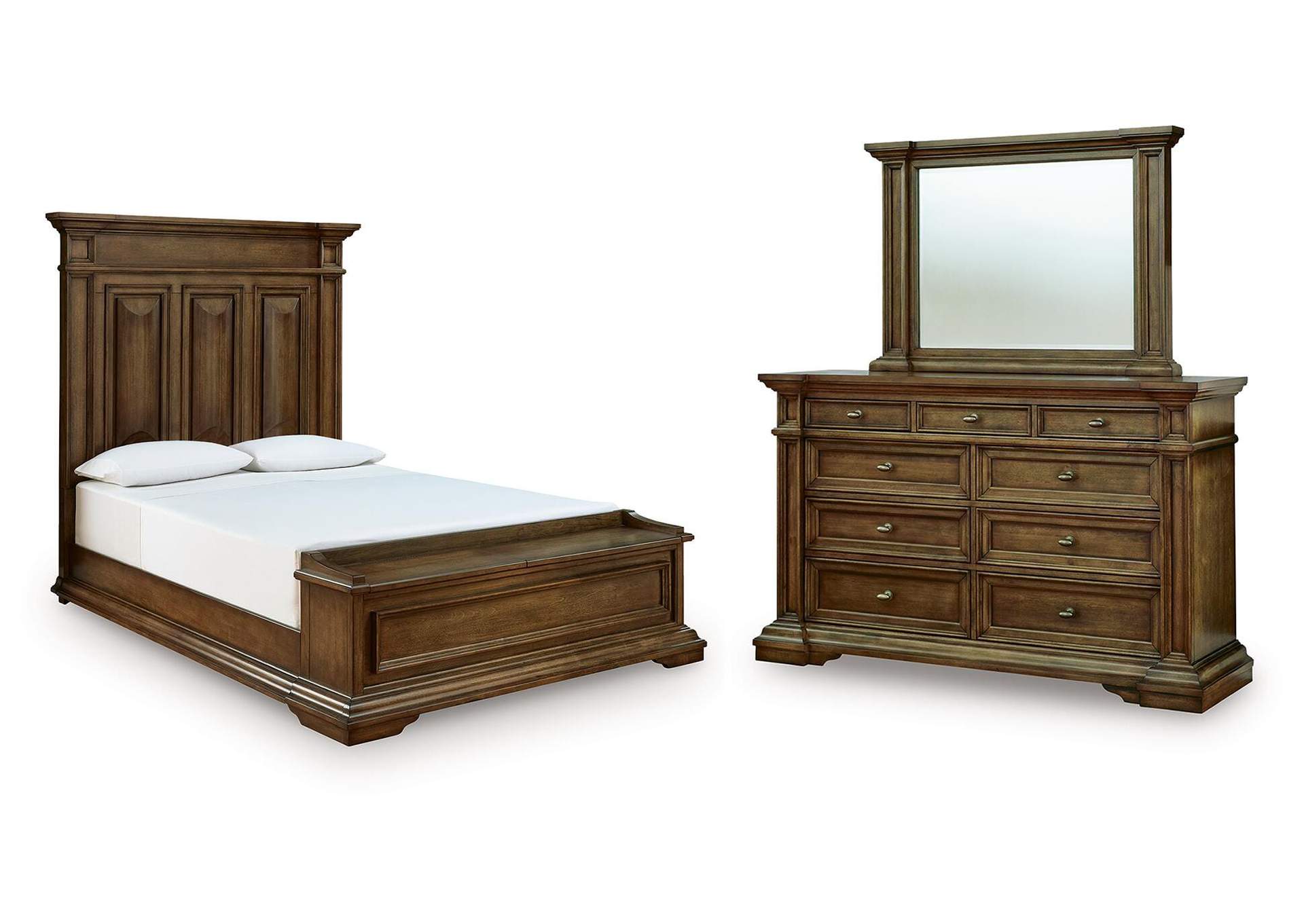 Frantanna Queen Panel Storage Bed, Dresser and Mirror image 1