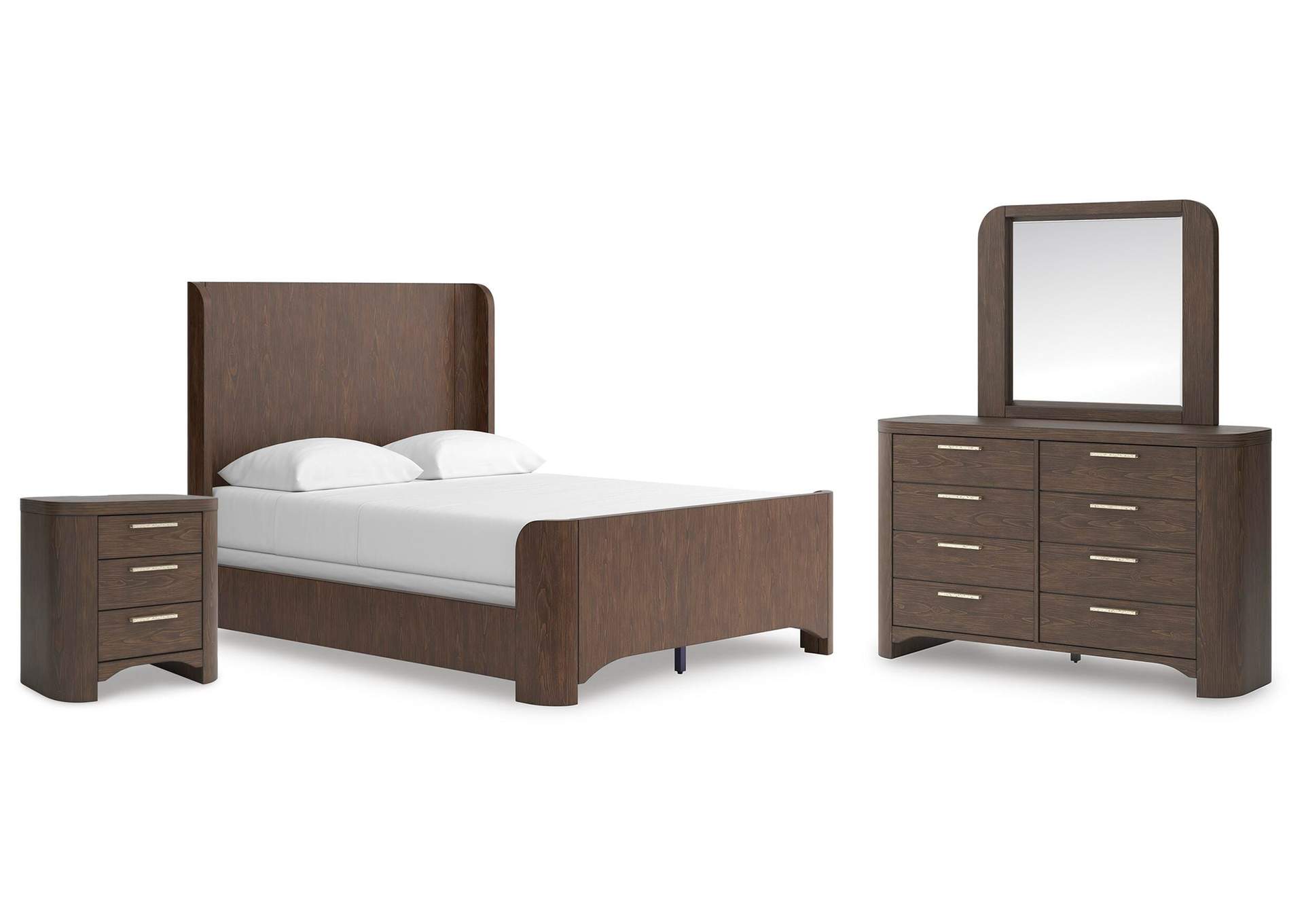 Neo Queen Panel Bed, Dresser, Mirror and Nightstand