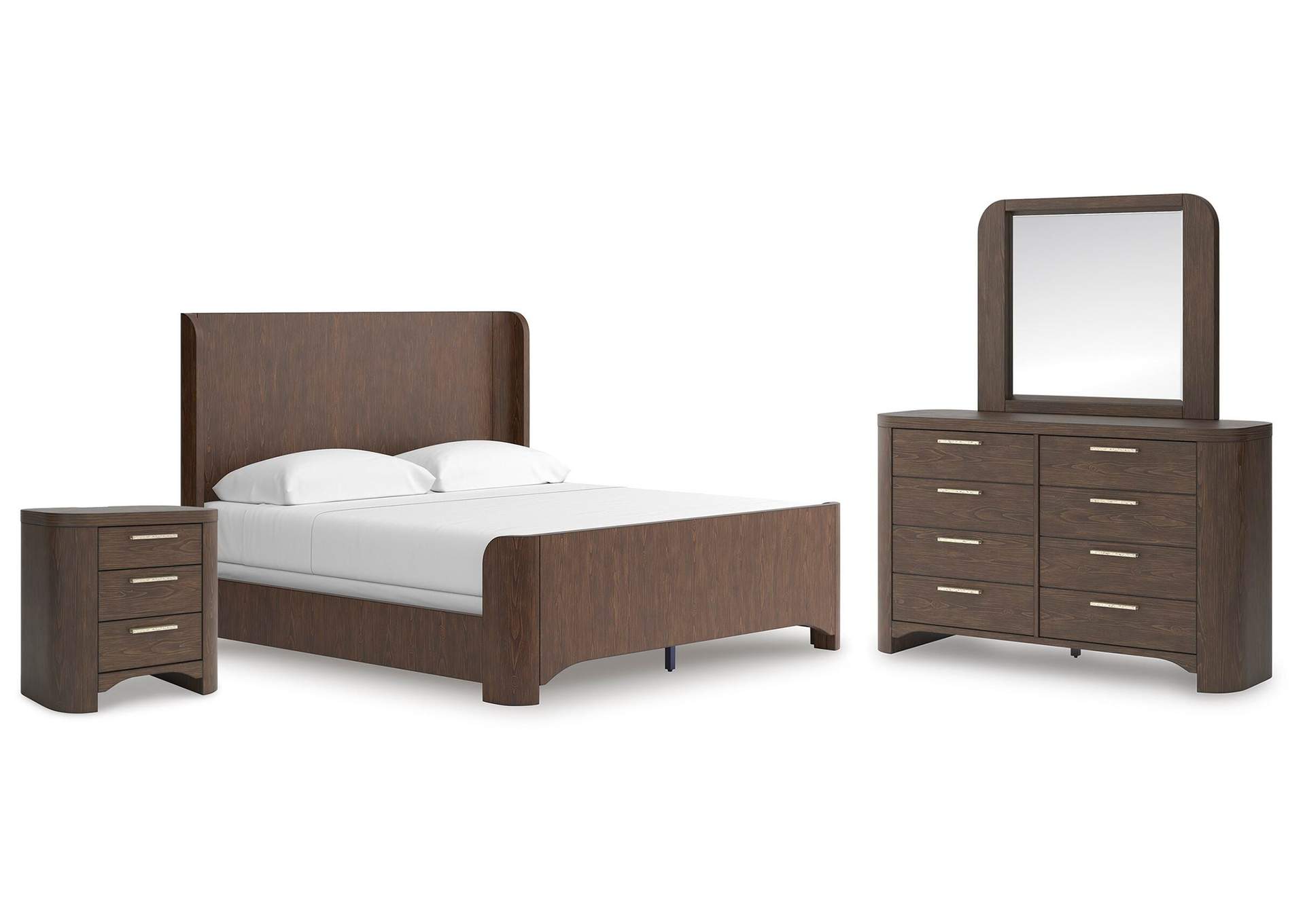 Neo California King Panel Bed, Dresser, Mirror and Nightstand image 1