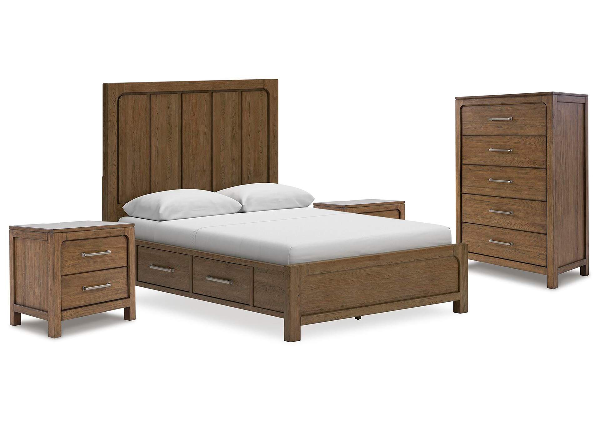Cabalynn Queen Panel Storage Bed with Chest and 2 Nightstands image 1