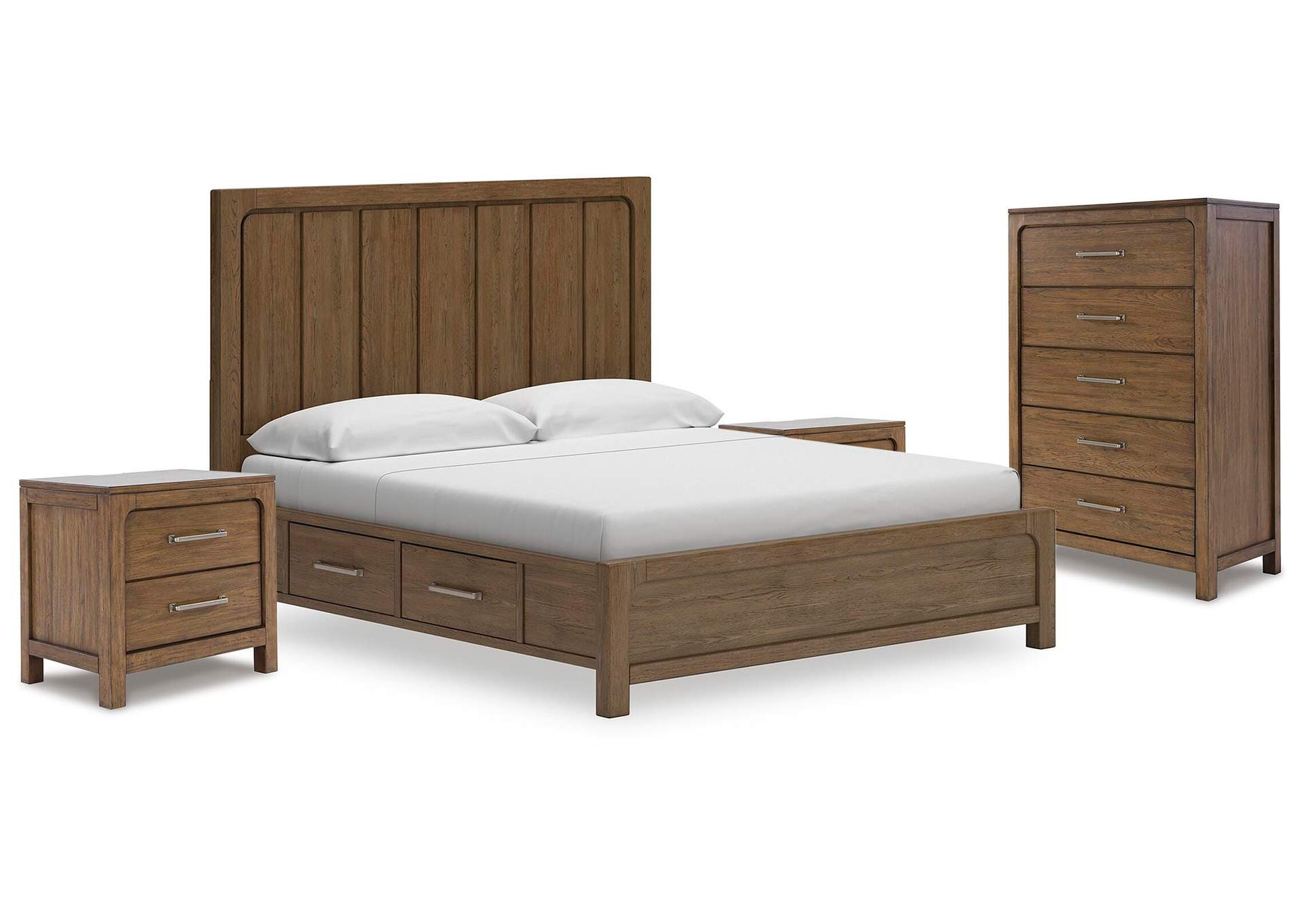 Cabalynn California King Panel Storage Bed with Chest and 2 Nightstands image 1