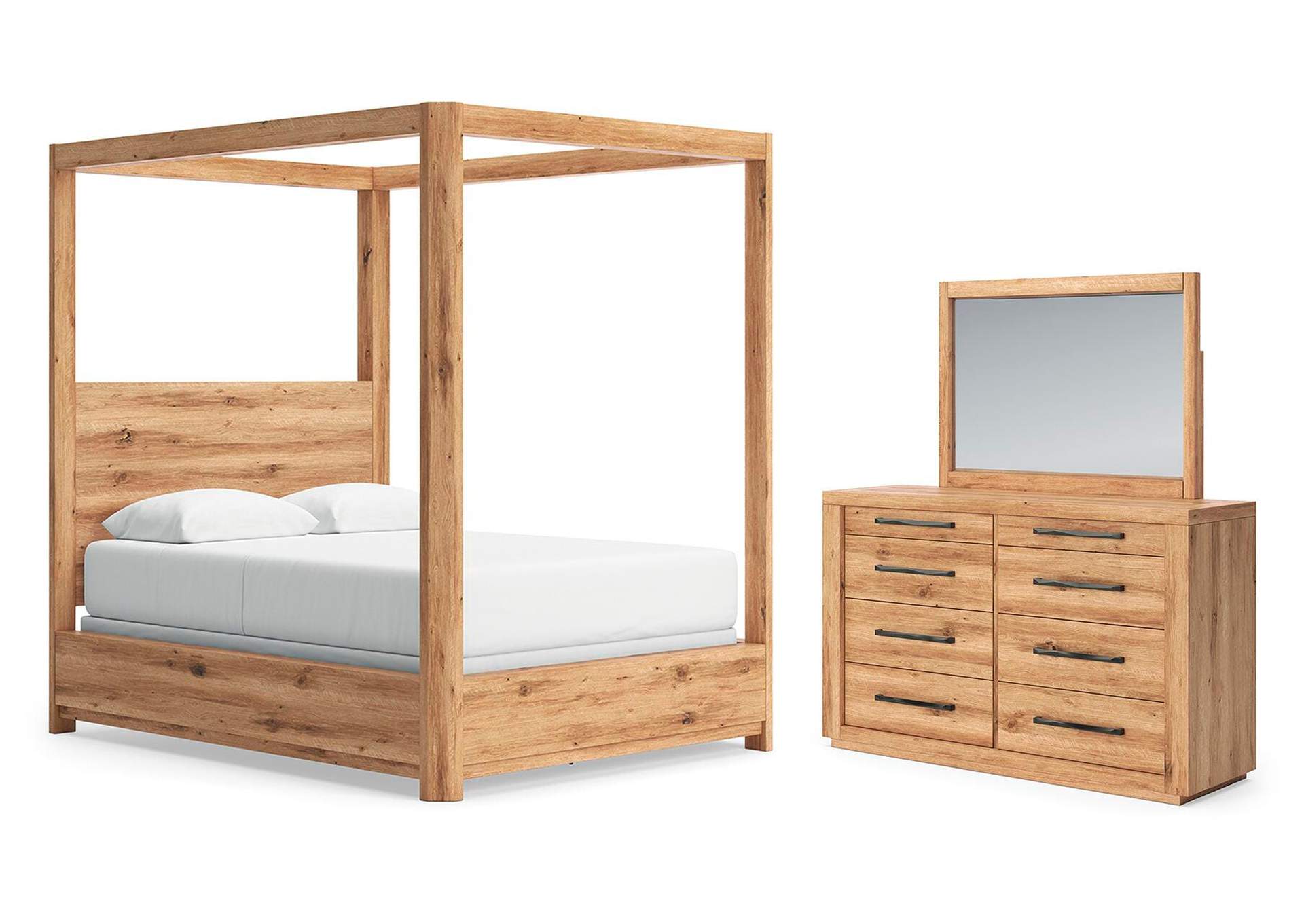 Bracken Queen Canopy Bed, Dresser and Mirror image 1