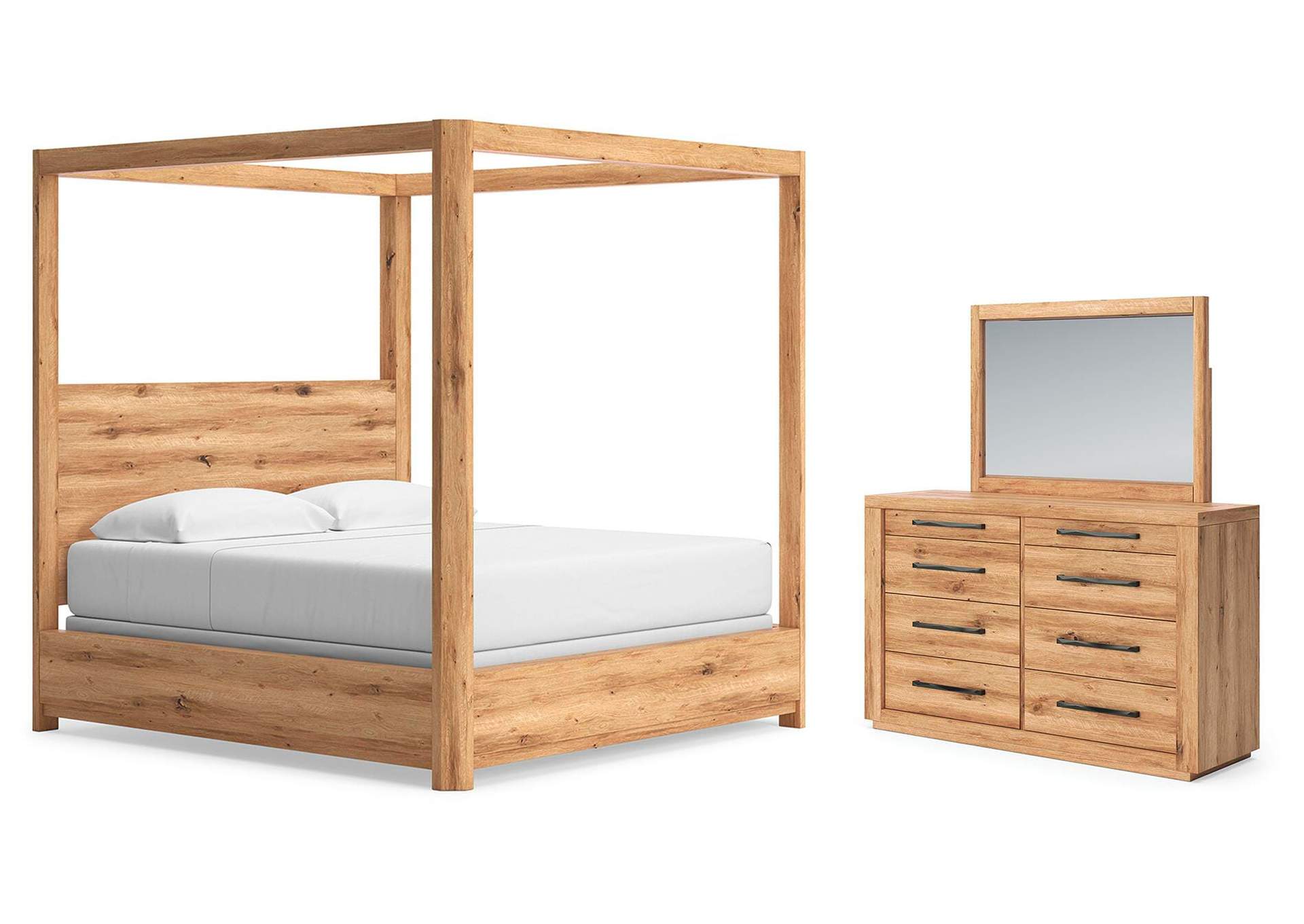 Bracken King Canopy Bed, Dresser and Mirror image 1