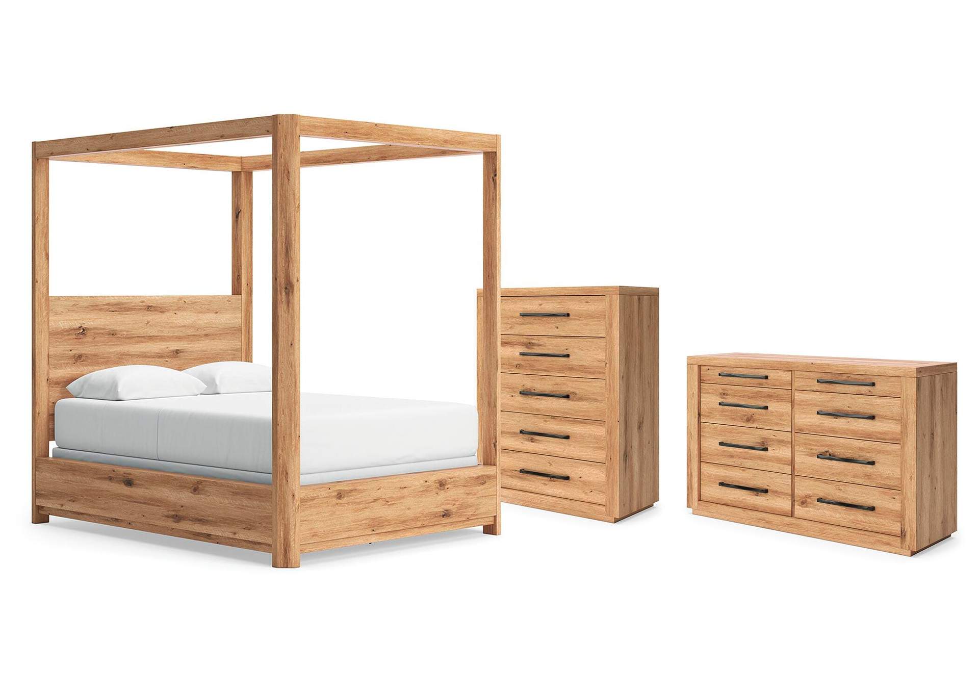 Bracken Queen Canopy Bed, Dresser and Chest image 1