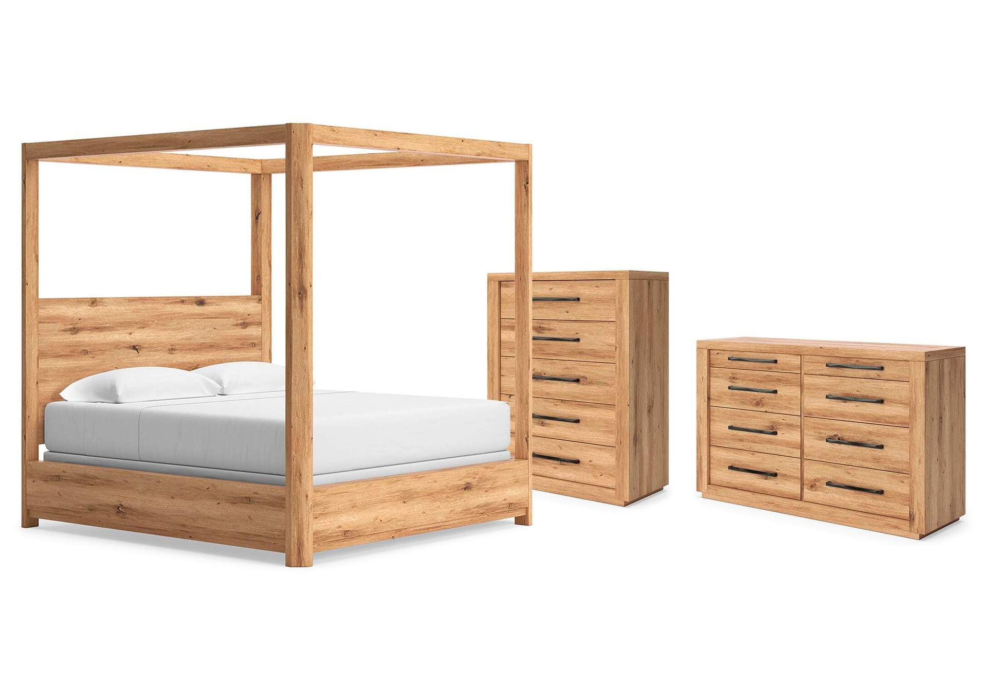 Bracken King Canopy Bed, Dresser and Chest image 1