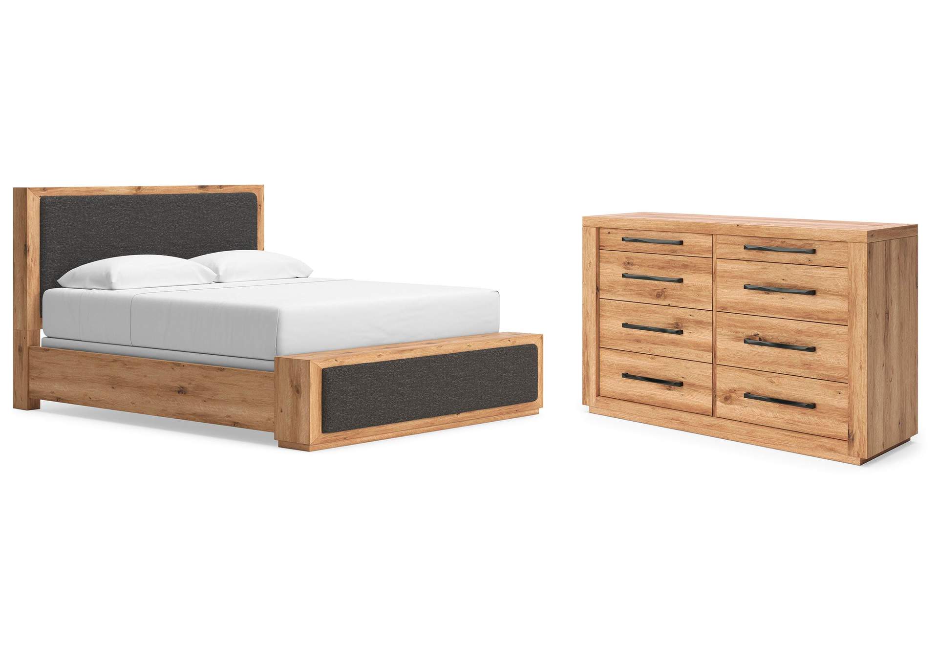 Bracken King Upholstered Panel Bed and Dresser image 1