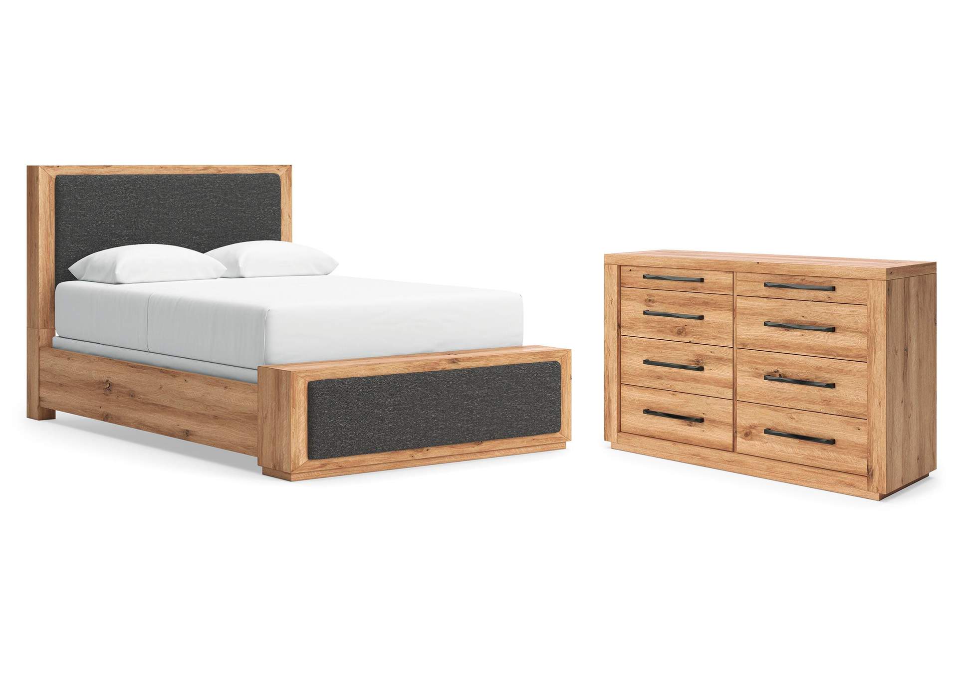 Bracken Queen Upholstered Panel Bed and Dresser image 1