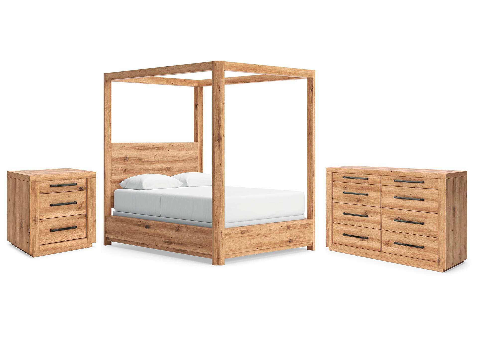Bracken Queen Canopy Bed, Dresser and Nightstand image 1
