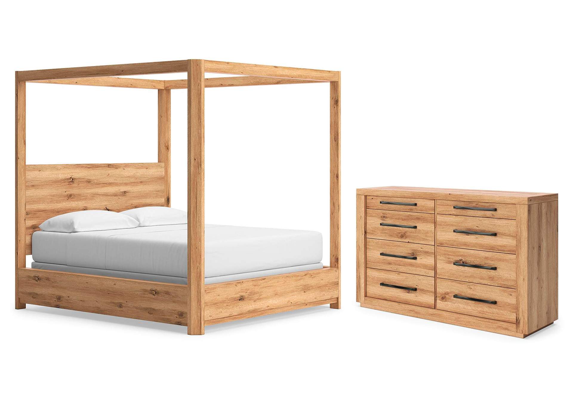 Bracken California King Canopy Bed and Dresser image 1