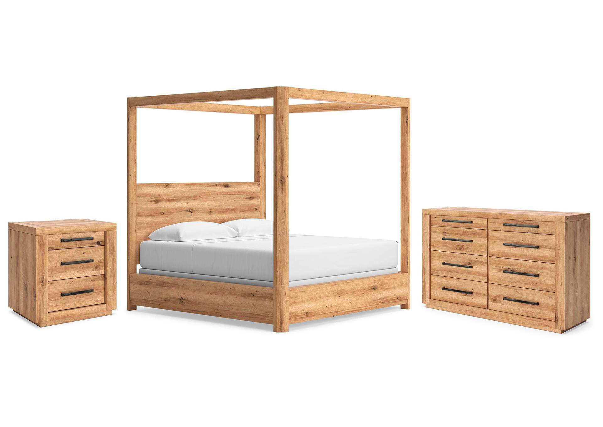 Bracken King Canopy Bed, Dresser and Nightstand image 1