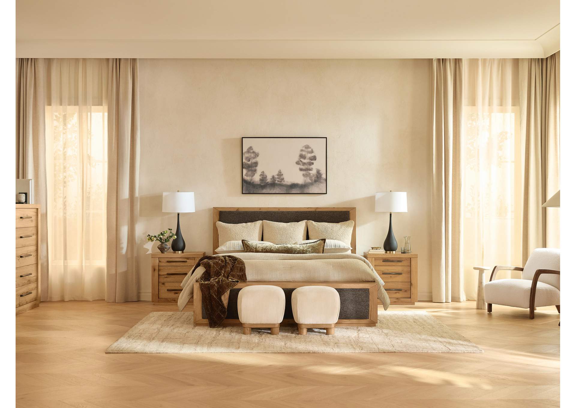 Bracken Queen Upholstered Panel Bed, Dresser and Nightstand image 18