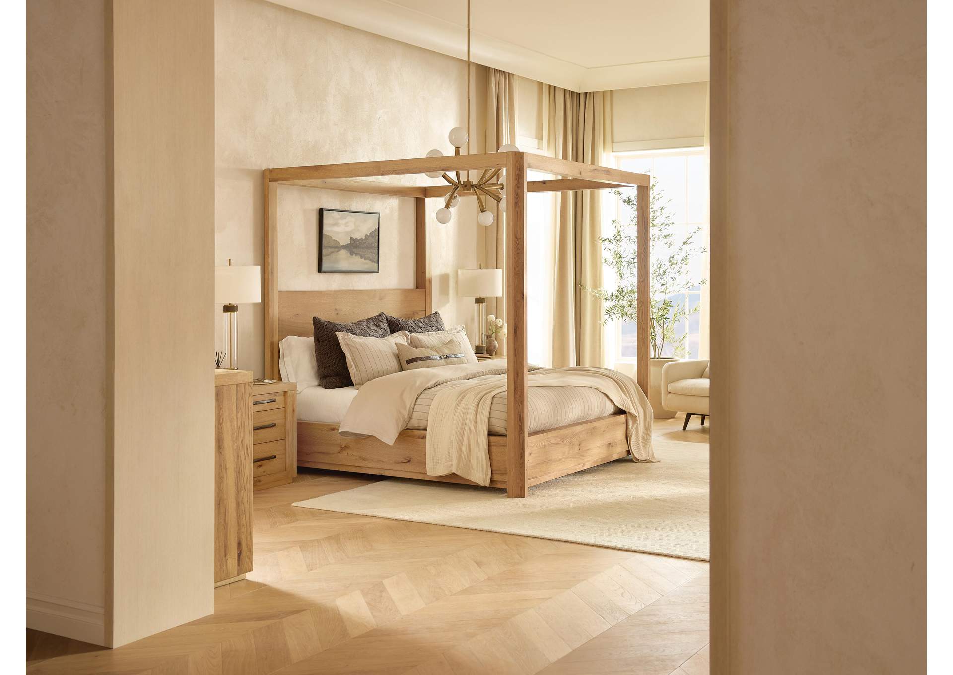 Bracken California King Canopy Bed, Dresser, Mirror and Nightstand image 18