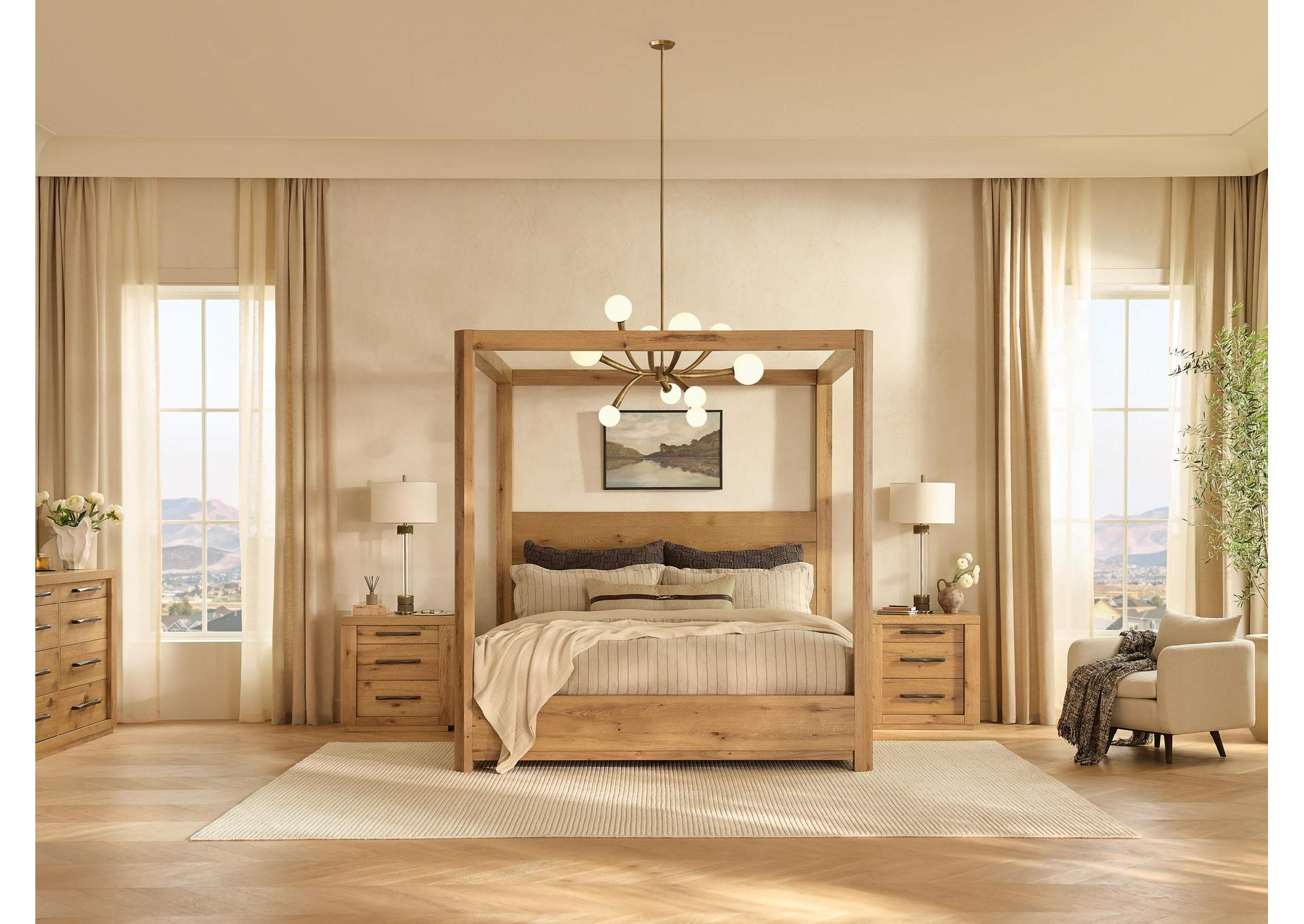 Bracken California King Canopy Bed, Dresser, Mirror and Nightstand image 17
