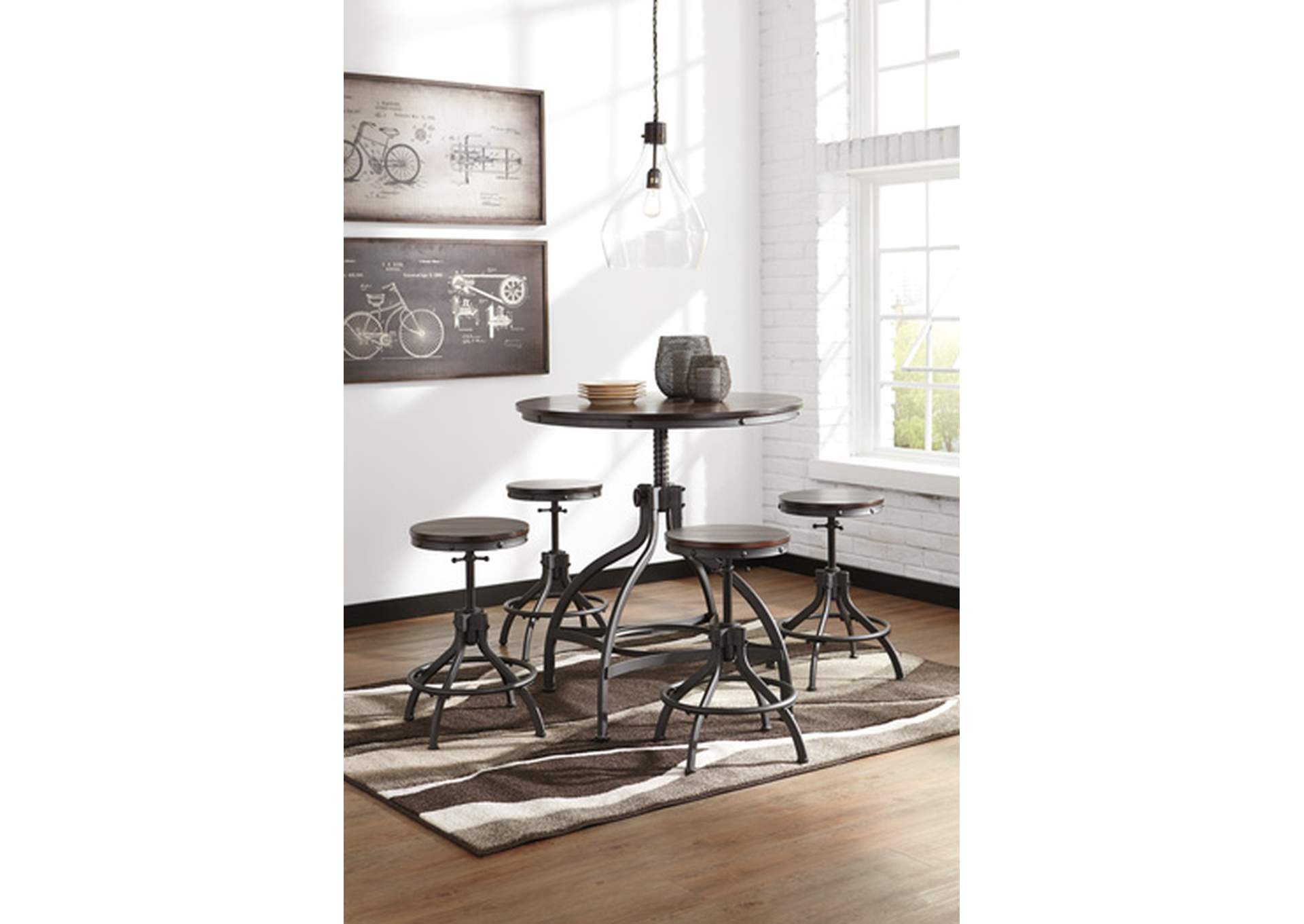 Odium Counter Height Dining Table and Bar Stools (Set of 5)