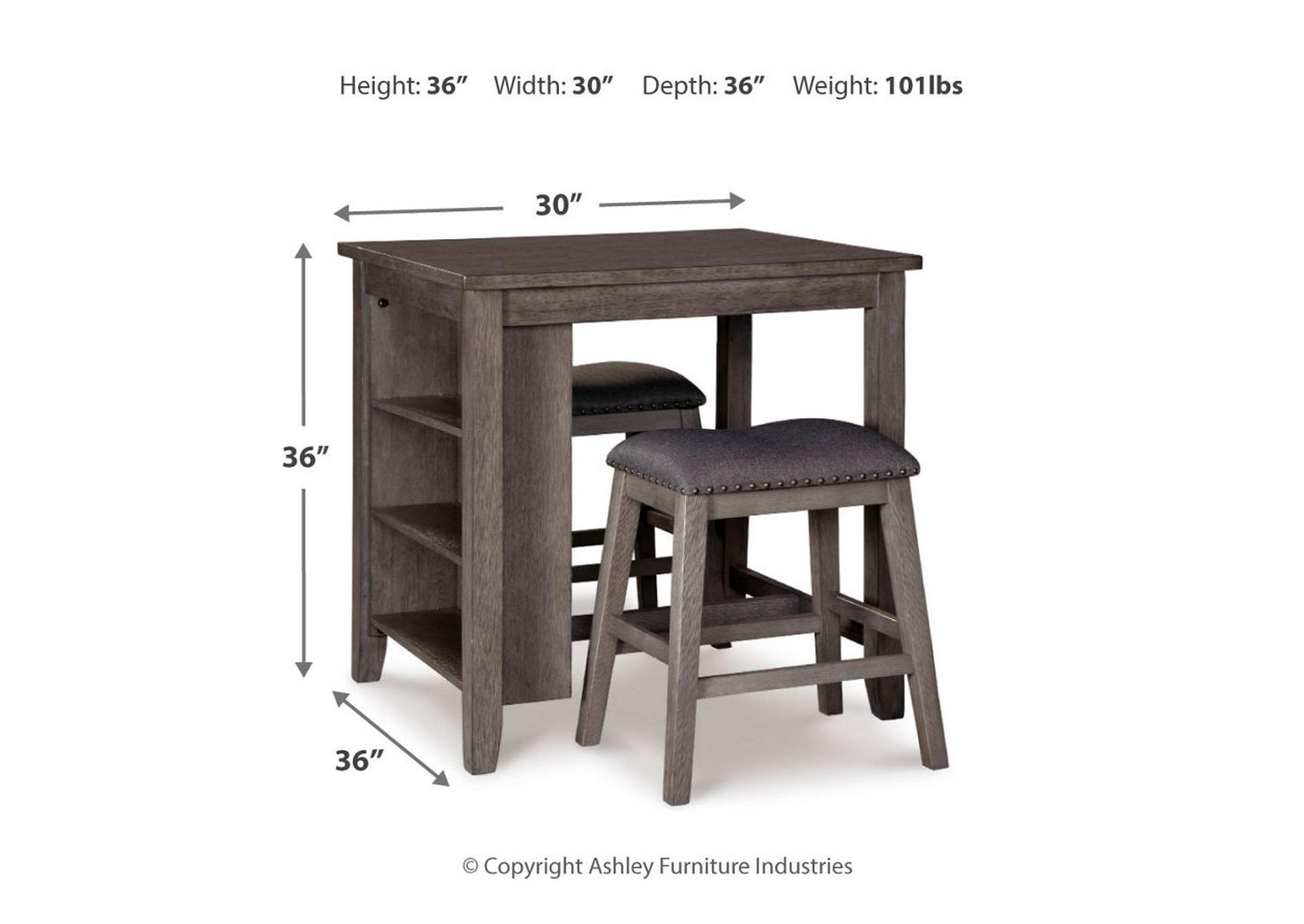 Caitbrook Counter Height Dining Table and Bar Stools (Set of 3)