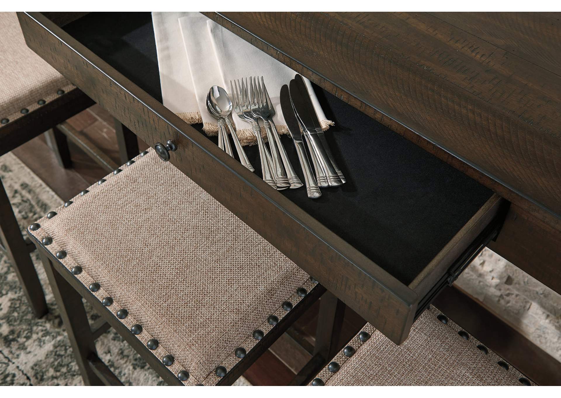 Rokane Counter Height Dining Table and Bar Stools (Set of 4)