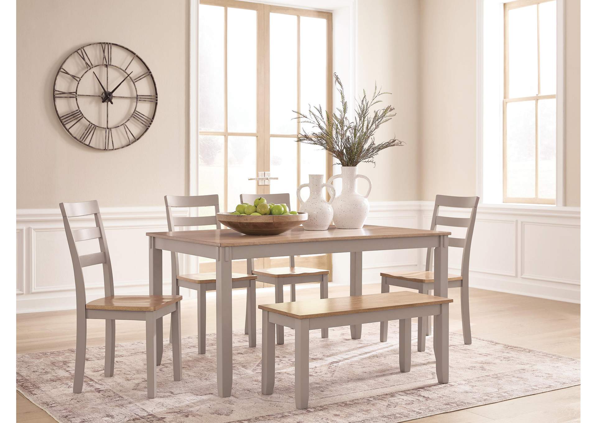 Harperfeld Dining Table and 4 Chairs and Bench (Set of 6) image 2