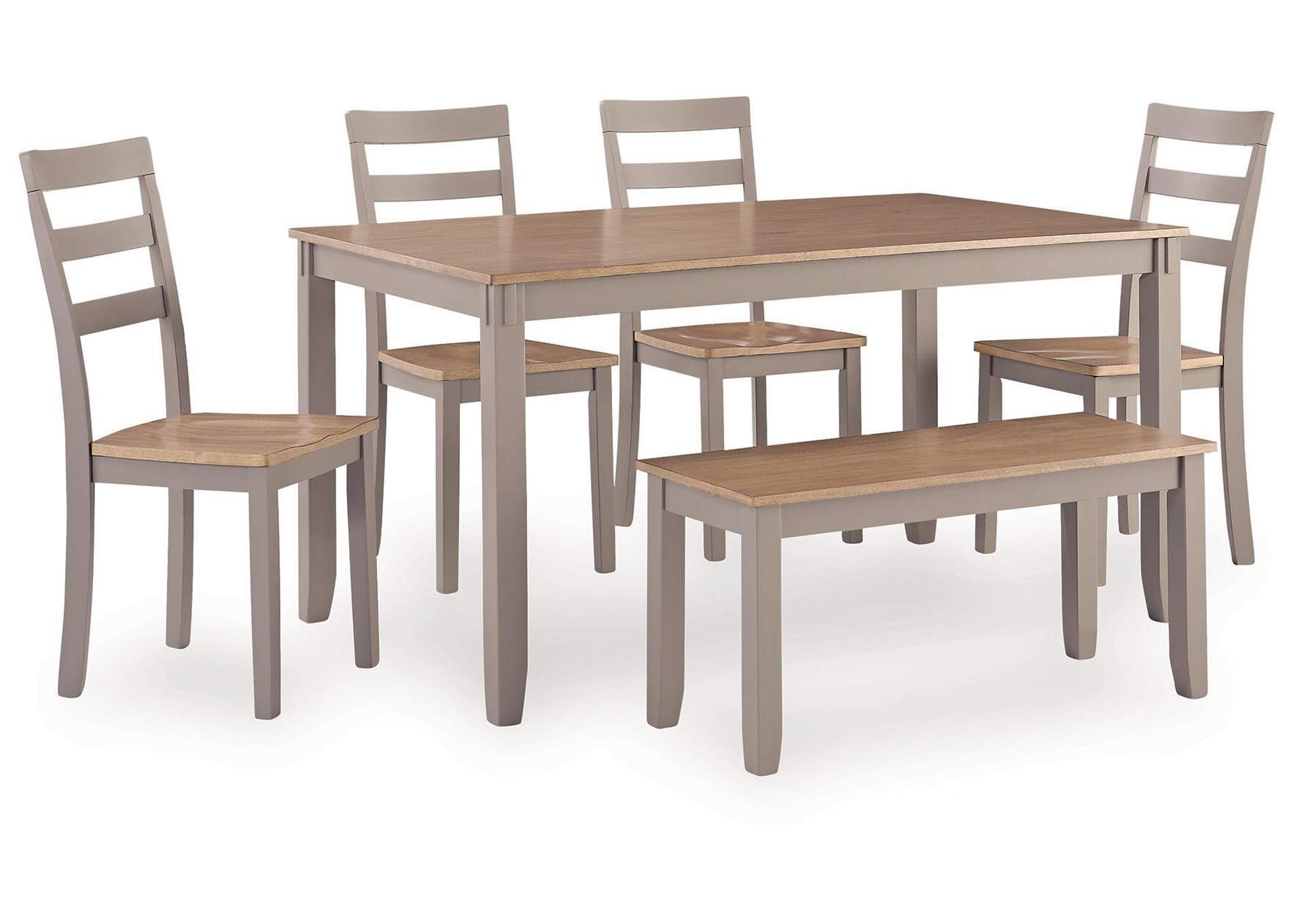 Harperfeld Dining Table and 4 Chairs and Bench (Set of 6) image 1