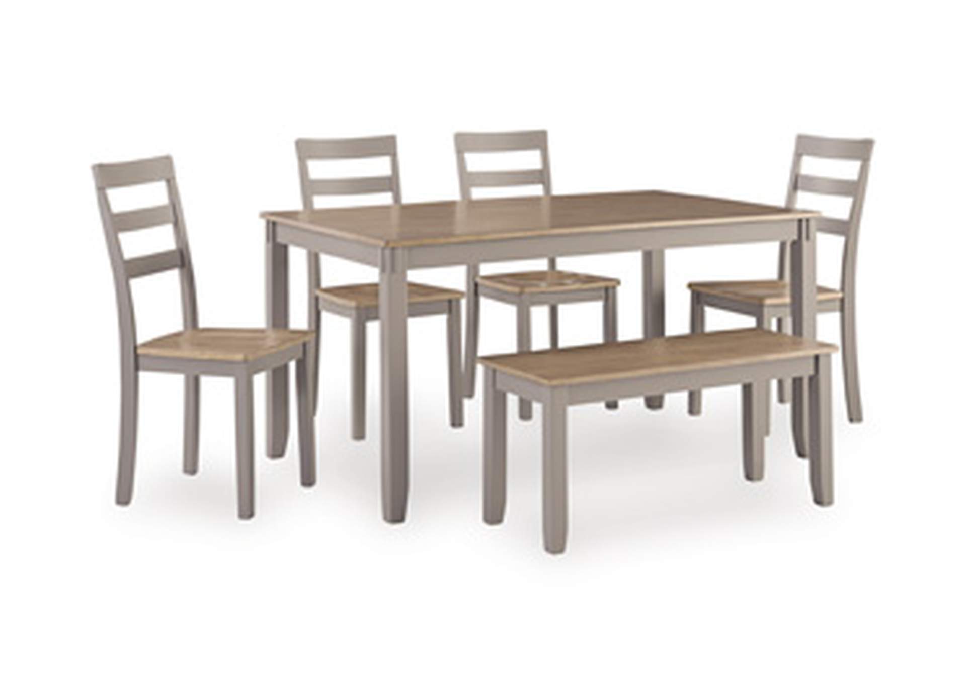 Harperfeld Dining Table and 4 Chairs and Bench (Set of 6) image 1