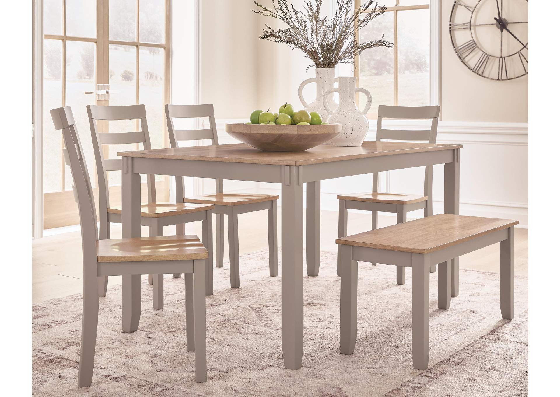 Harperfeld Dining Table and 4 Chairs and Bench (Set of 6) image 4