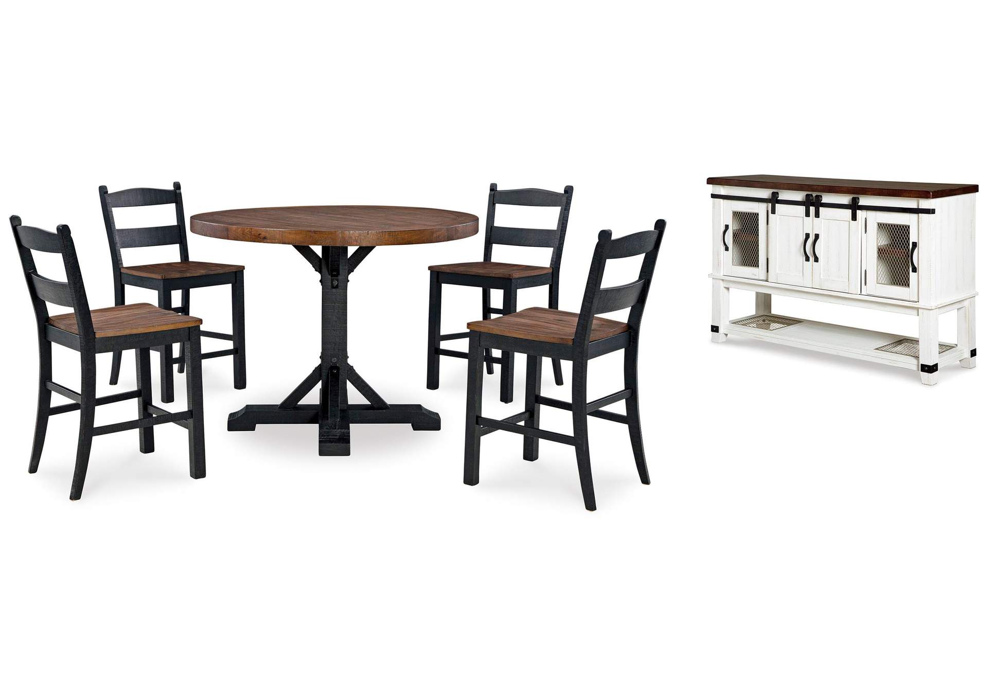 Valebeck Counter Height Dining Table and 4 Barstools with Storage image 1