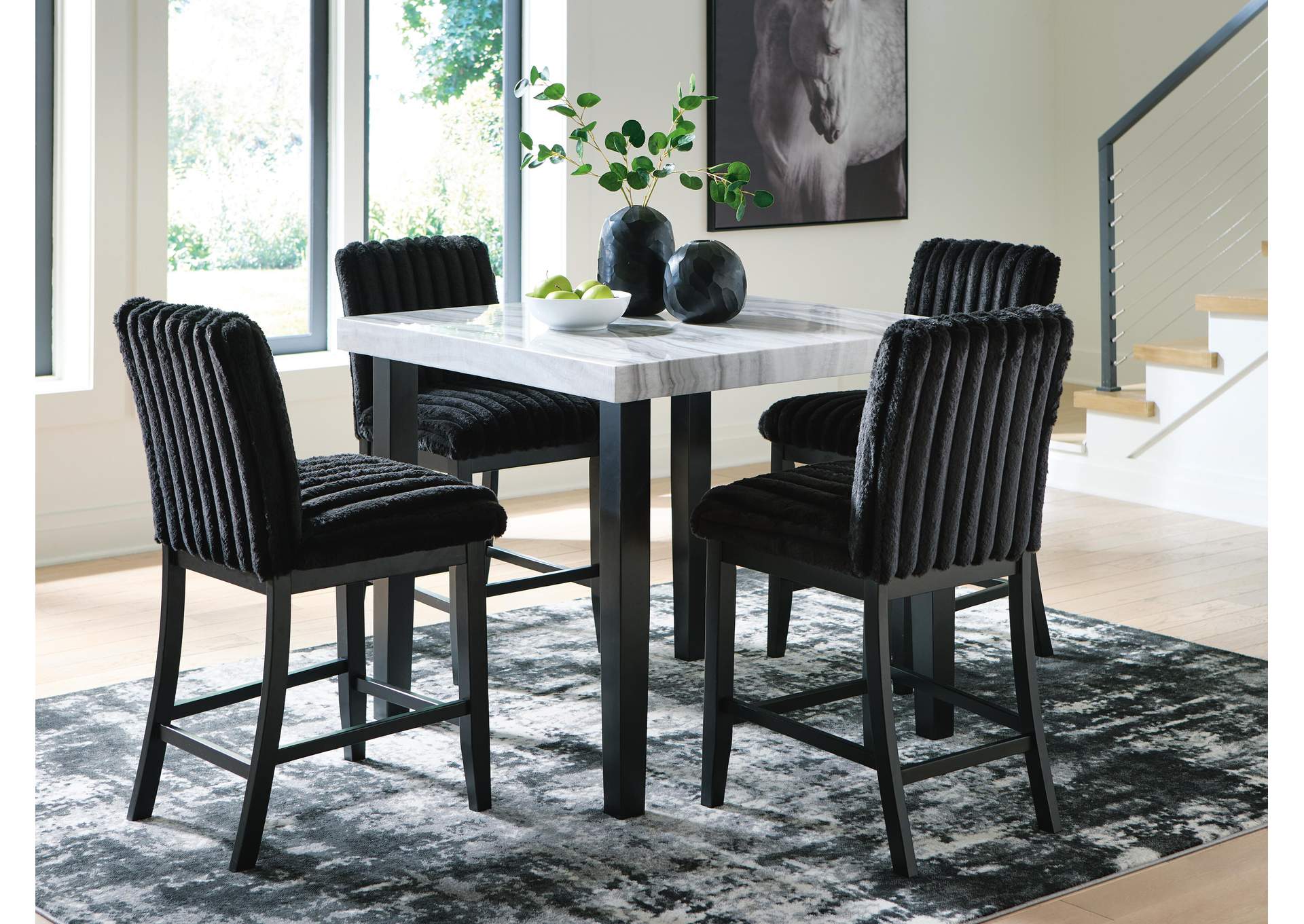 Mervannie Counter Height Dining Table and 4 Barstools image 2