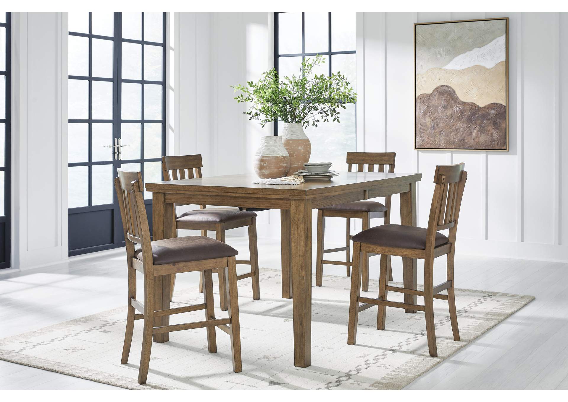Urbinforte Counter Height Extension Dining Table and 4 Barstools image 2