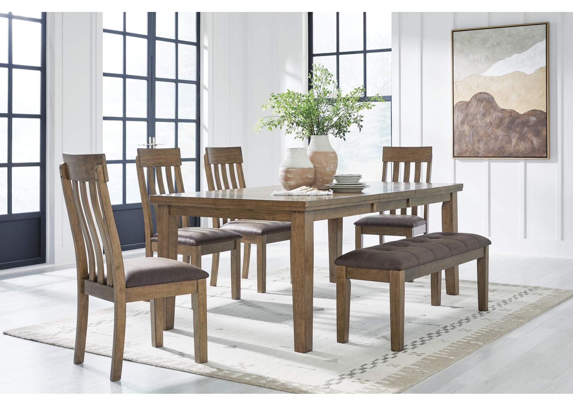 Urbinforte Extension Dining Table, 4 Chairs and Bench image 2