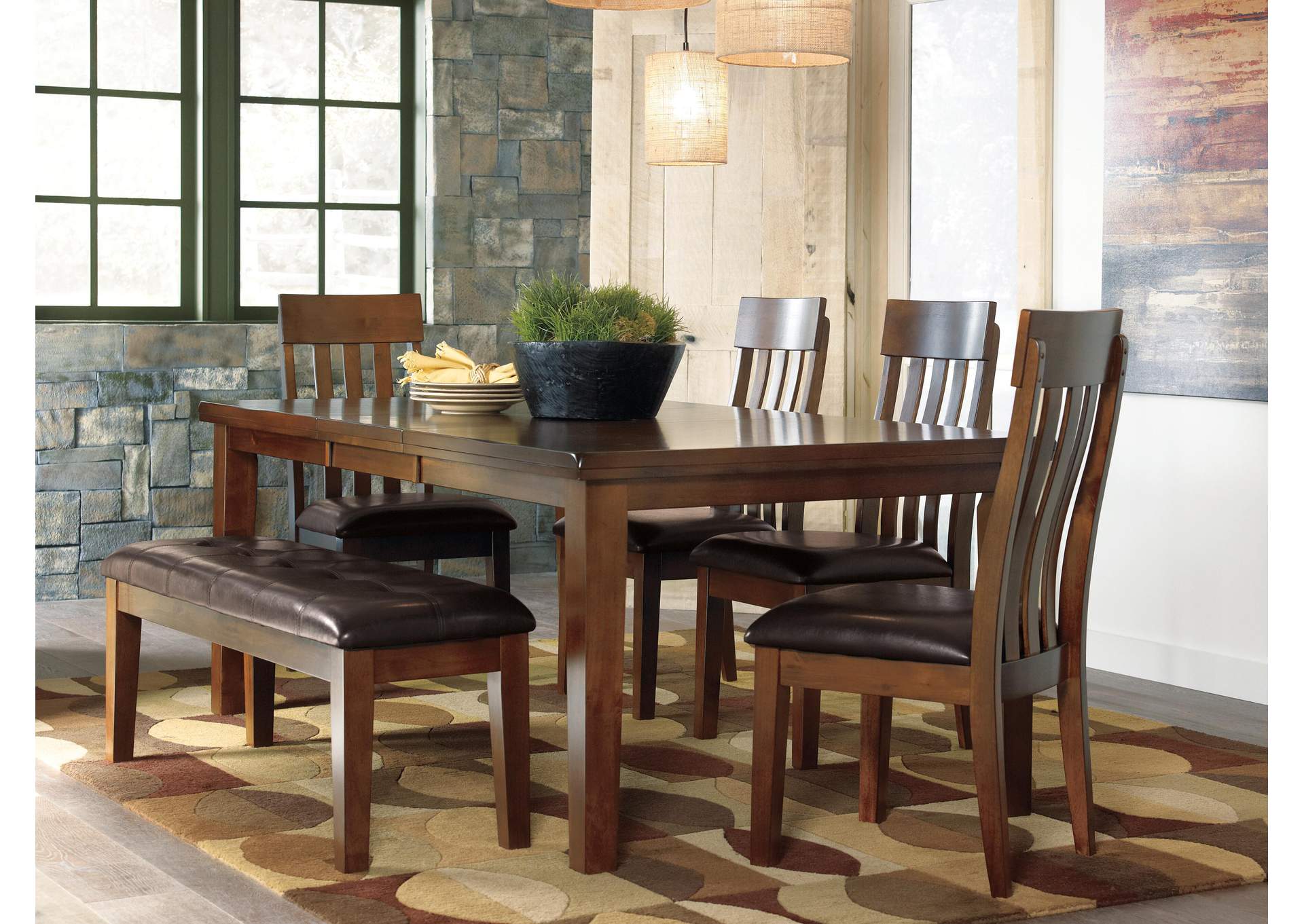 Ralene Extendable Dining Table and 4 Chairs and Bench image 3