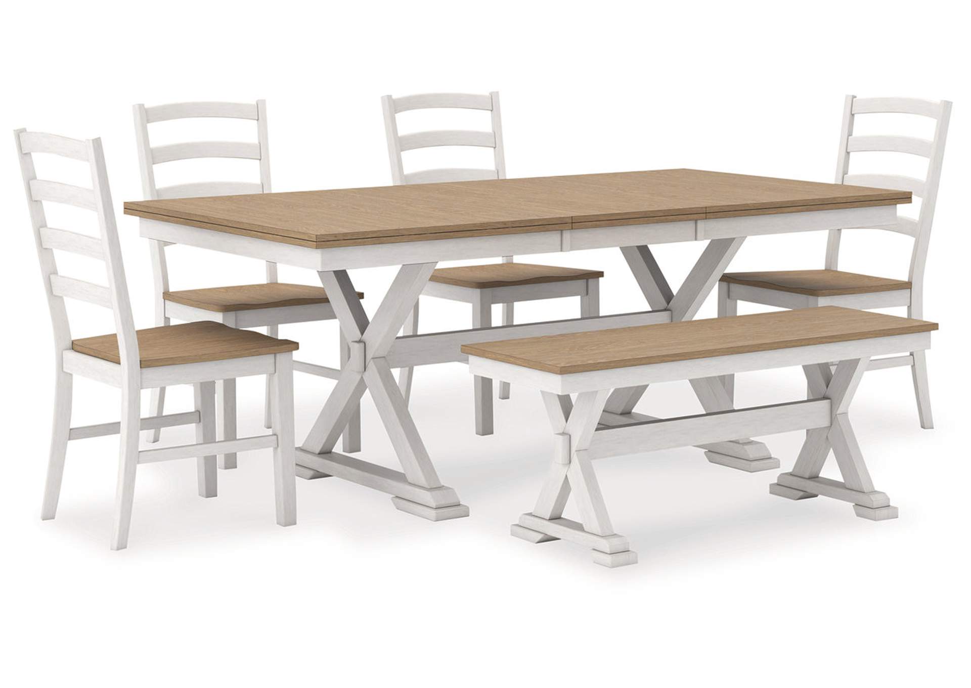 Purlaney Extension Dining Table, 4 Chairs and Bench image 1